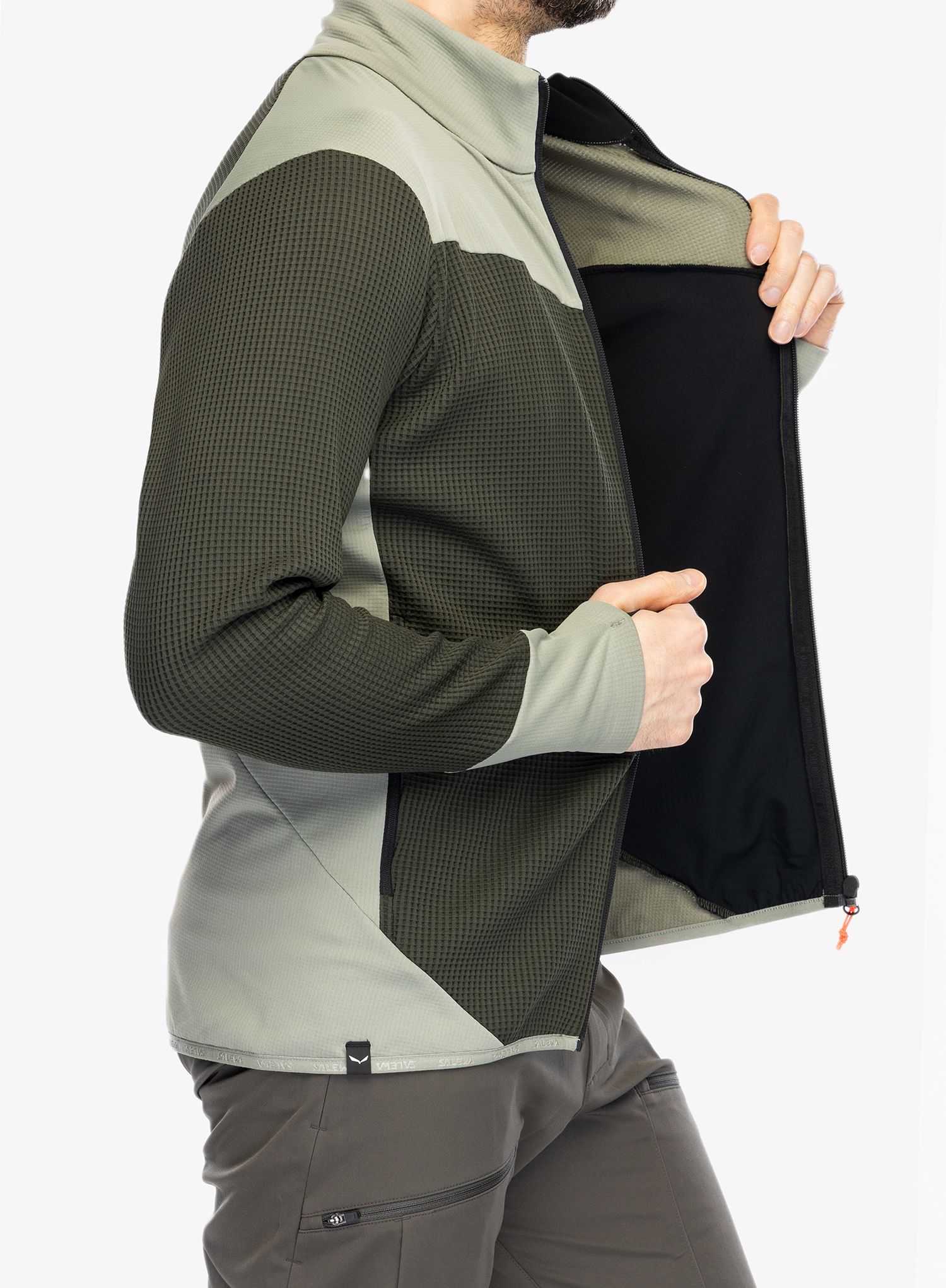 Dukserica od flisa Salewa Puez Waffle Hyb PL Jacket  - olive/shadow