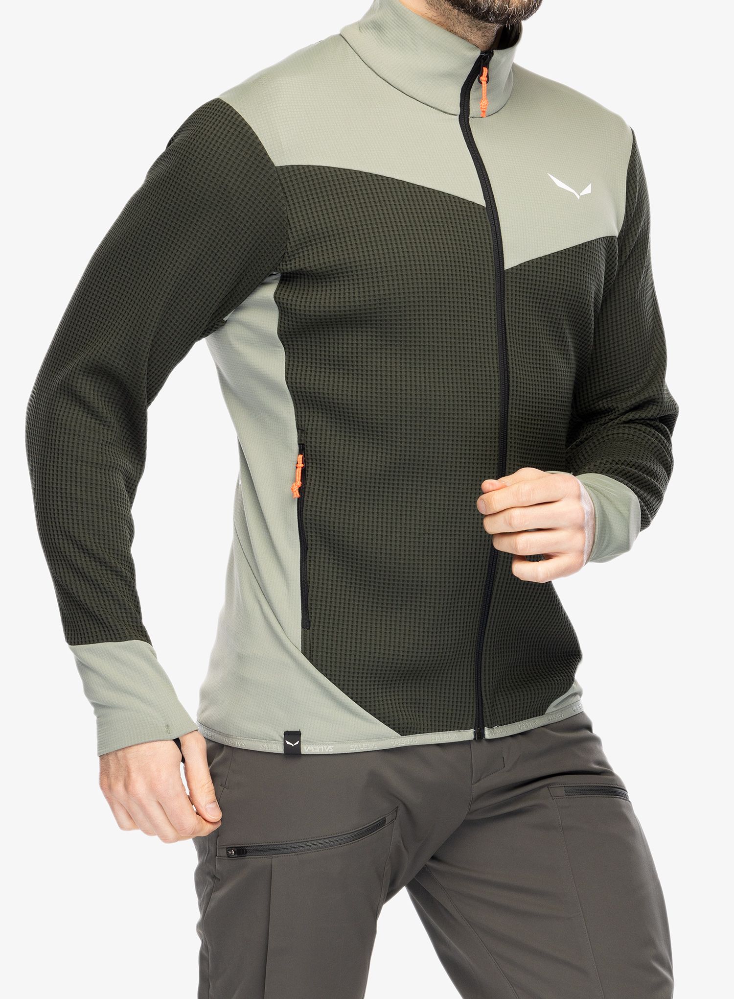 Dukserica od flisa Salewa Puez Waffle Hyb PL Jacket  - olive/shadow