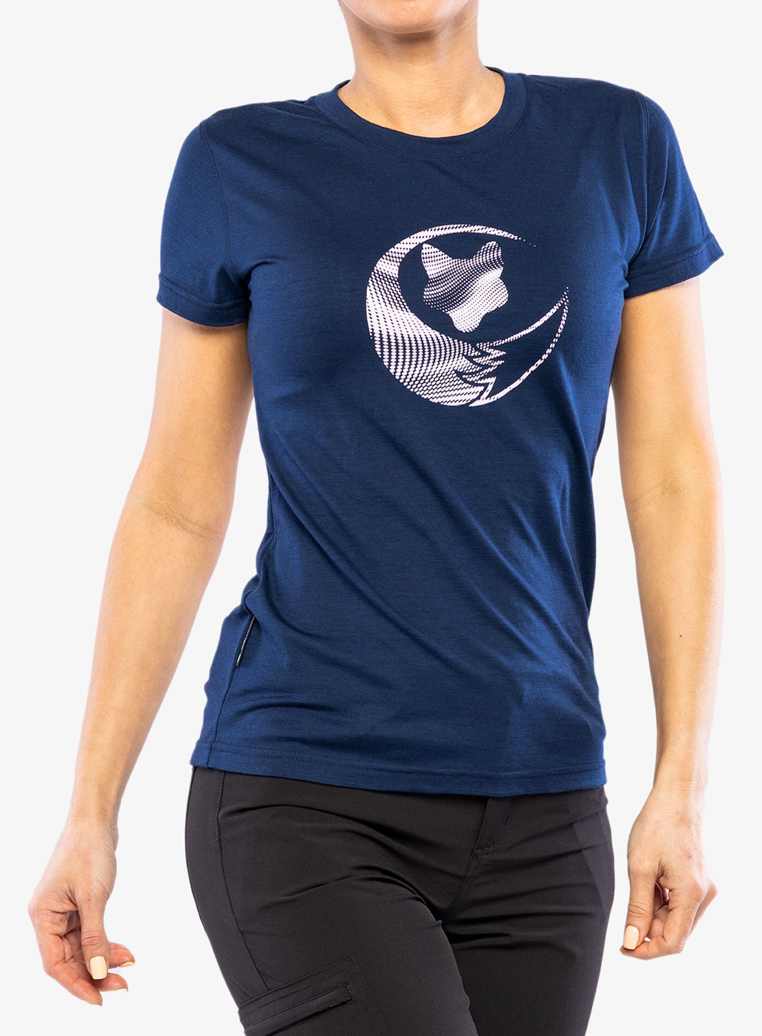 Ženska majica s tiskom Sensor Merino Active PT S/S Fox - deep blue