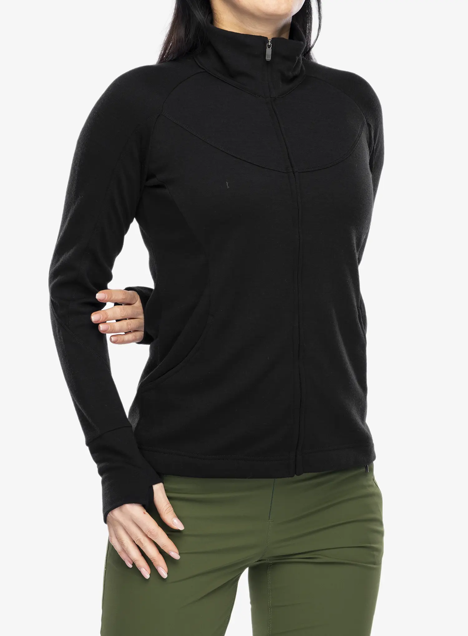 Ženska dukserica Sensor Merino Upper Fleece Full Zip - black