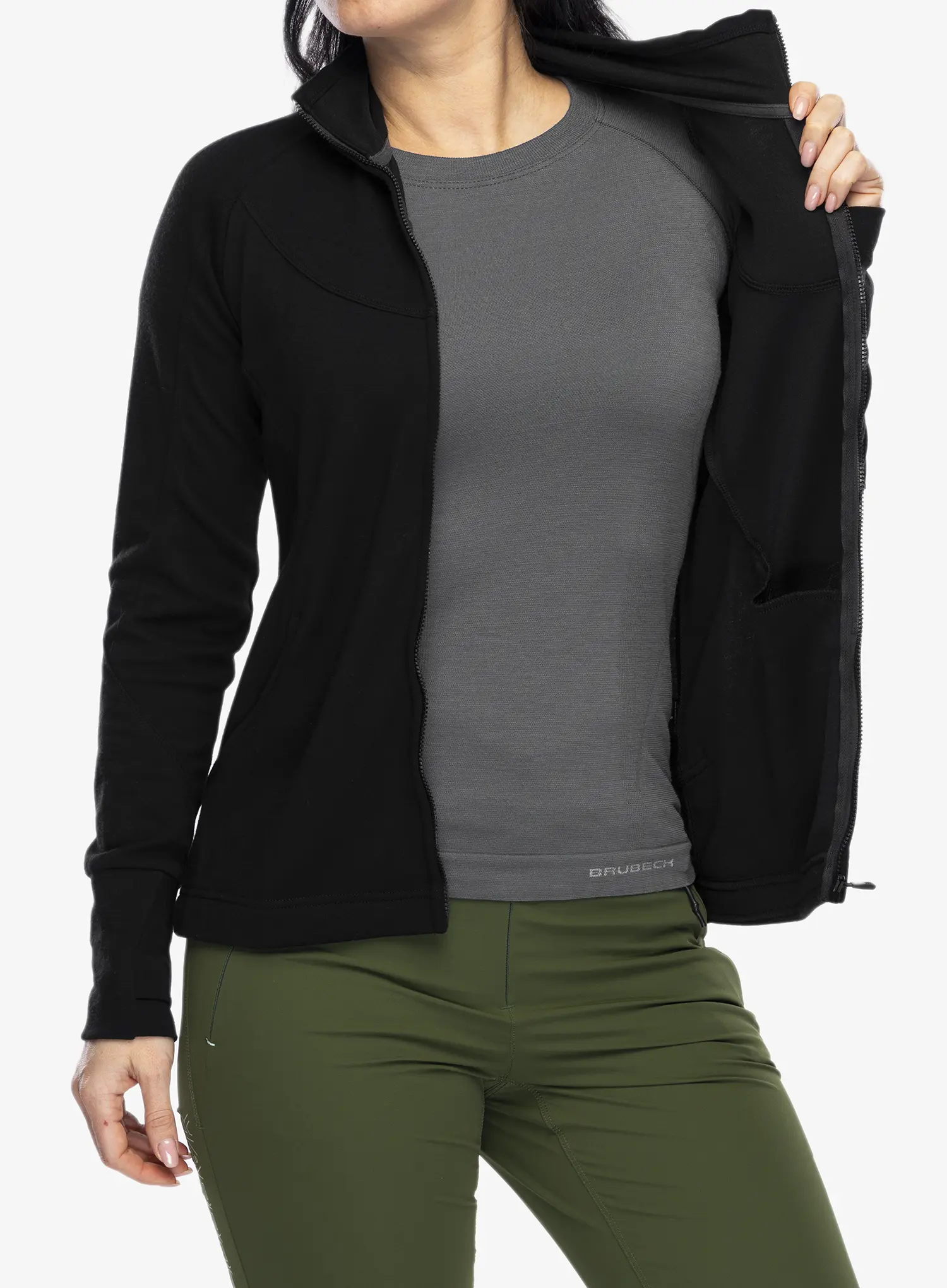 Ženska dukserica Sensor Merino Upper Fleece Full Zip - black