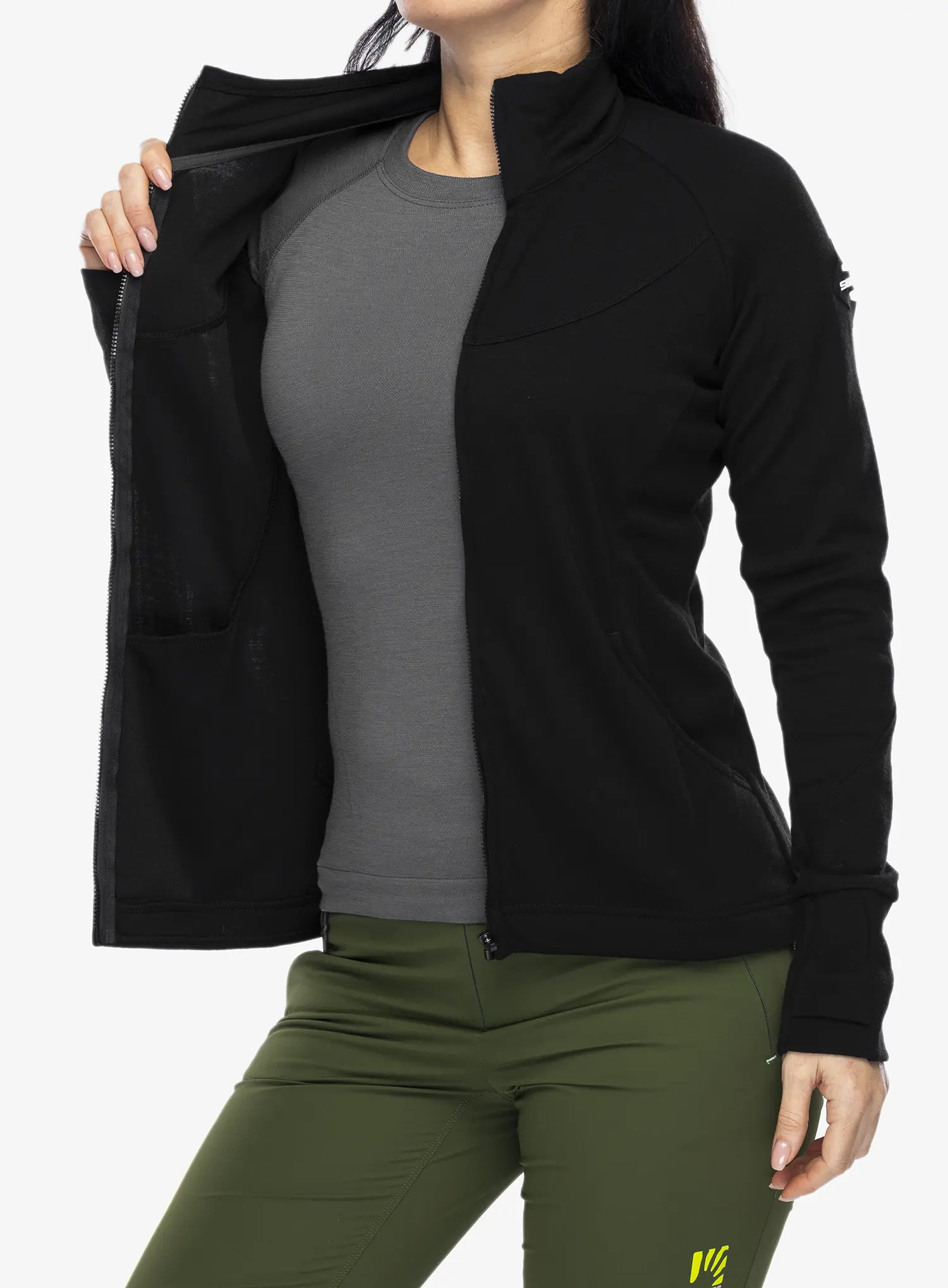 Ženska dukserica Sensor Merino Upper Fleece Full Zip - black