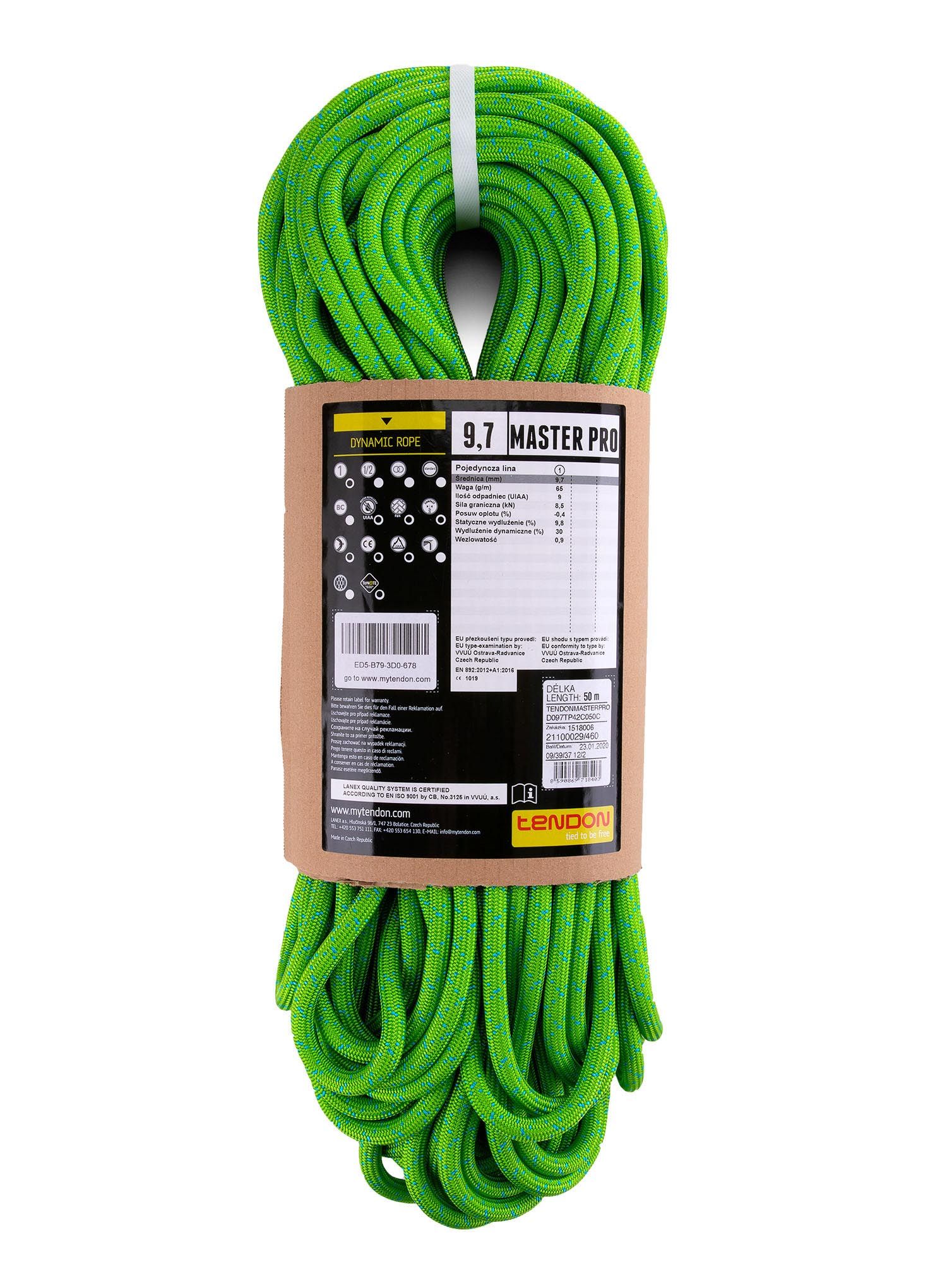 Uže za penjanje Tendon Master Pro 9.7 mm 50m - green