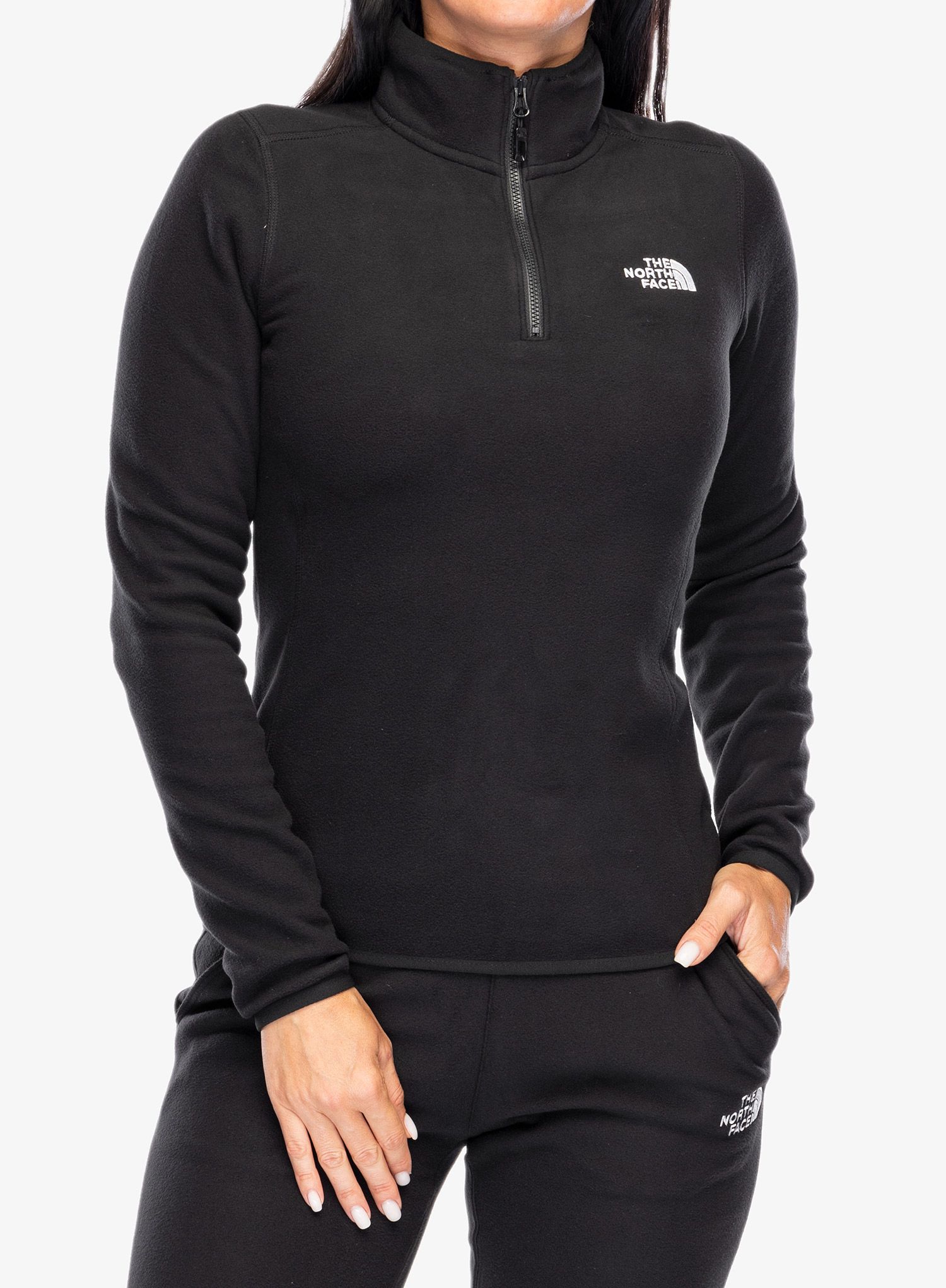 Ženska dukserica od flisa The North Face 100 Glacier 1/4 Zip - tnf black