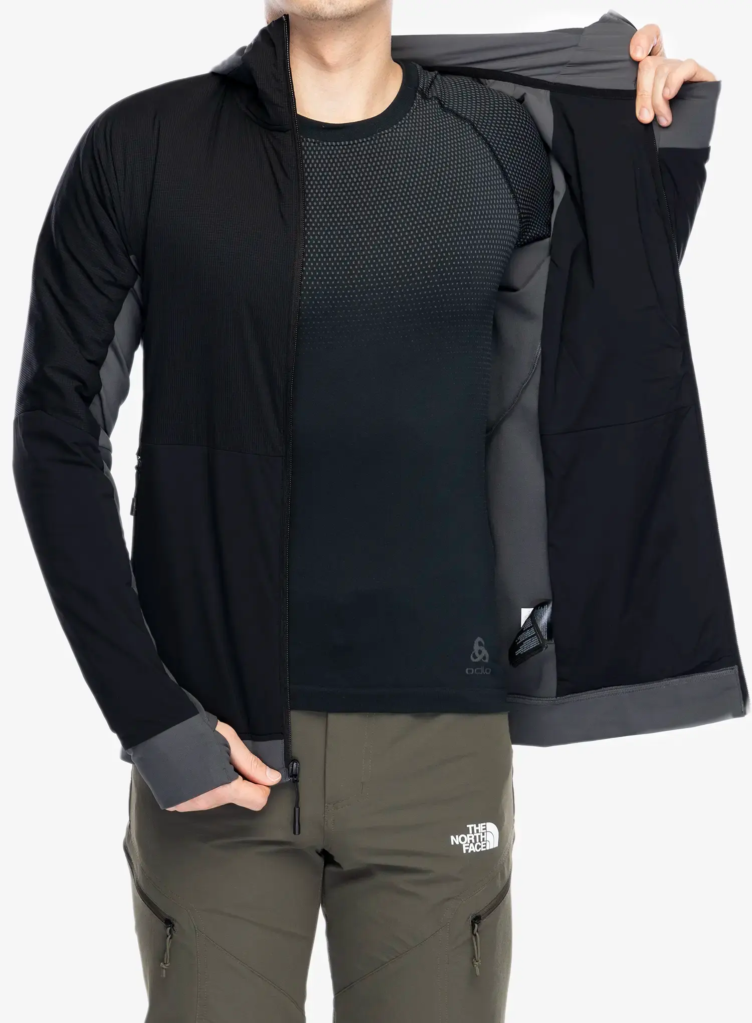 Hibridna jakna The North Face Binntal Hybrid Ventrix Hoodie - black/black/anthracite grey