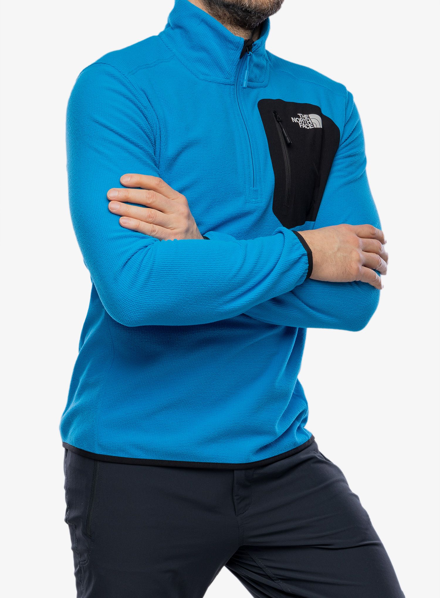 Dukserica od flisa The North Face Experit 1/4 Zip Grid Fleece - skyline blue/tnf black