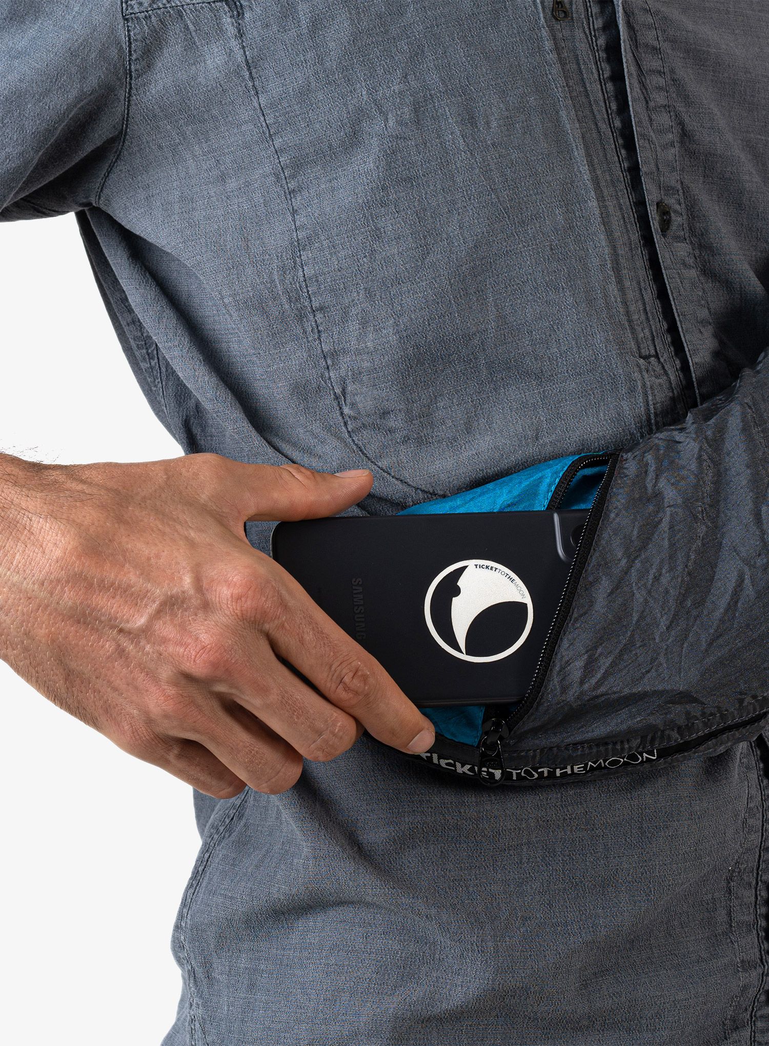 Torba Ticket To The Moon Upcycled Sling Bag - dark grey/aqua