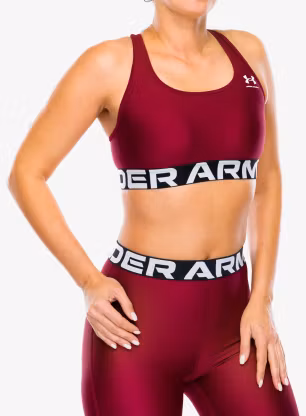 Sportski grudnjak Under Armour HeatGear Authentics Mid Branded Bra - cardinal/white