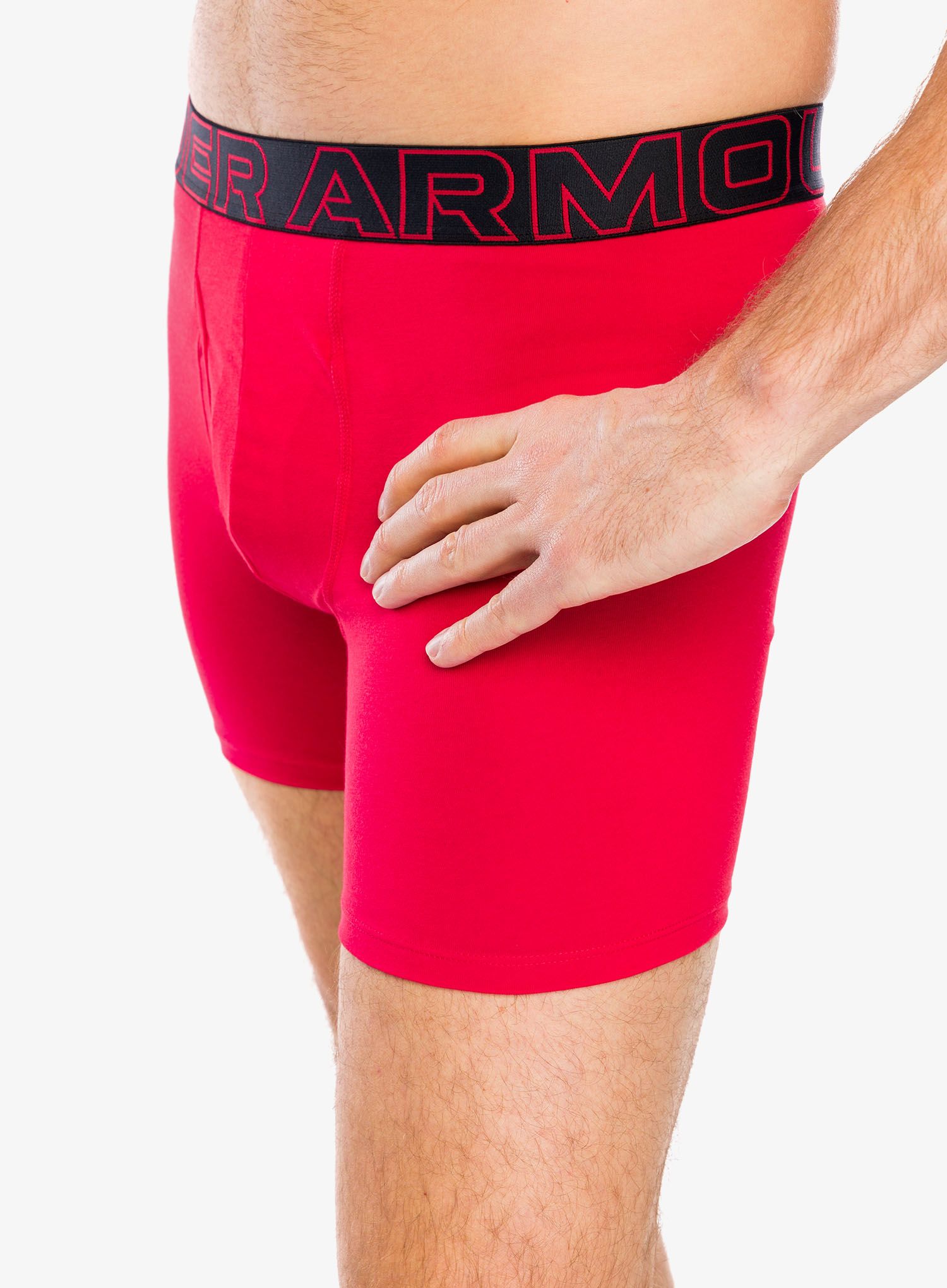 Termoaktivne bokserice Under Armour Performance Cotton 6 in 3-Pack Boxerjock - castlerock full htr/red/steel