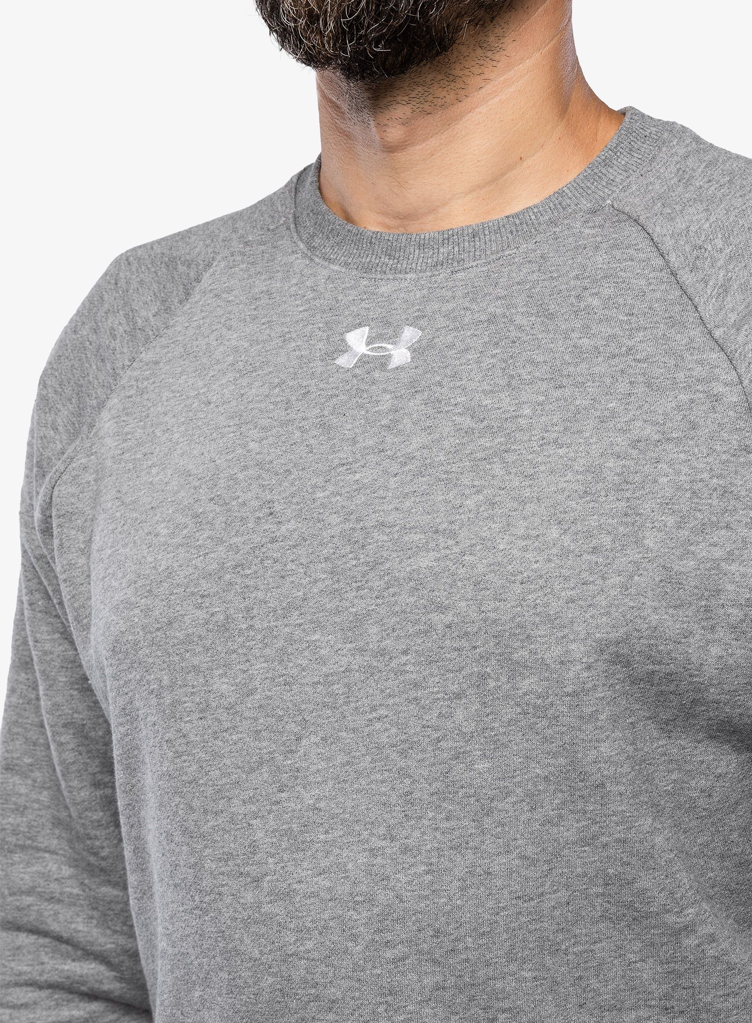 Dukserica Under Armour Rival Fleece Crew - castlerock light heather/white