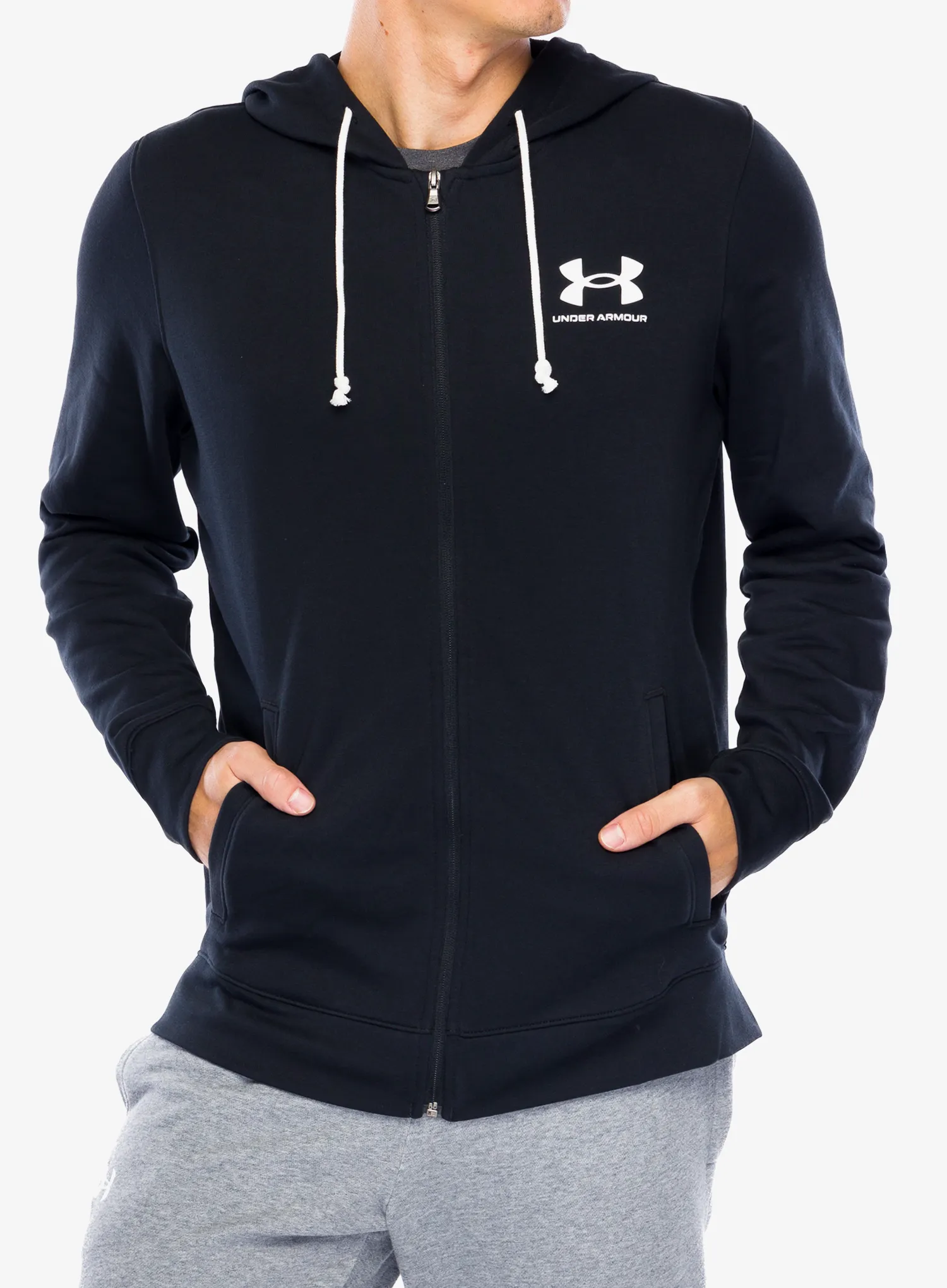 Majica s kapuljačom Under Armour Rival Terry Full-Zip - black/onyx white