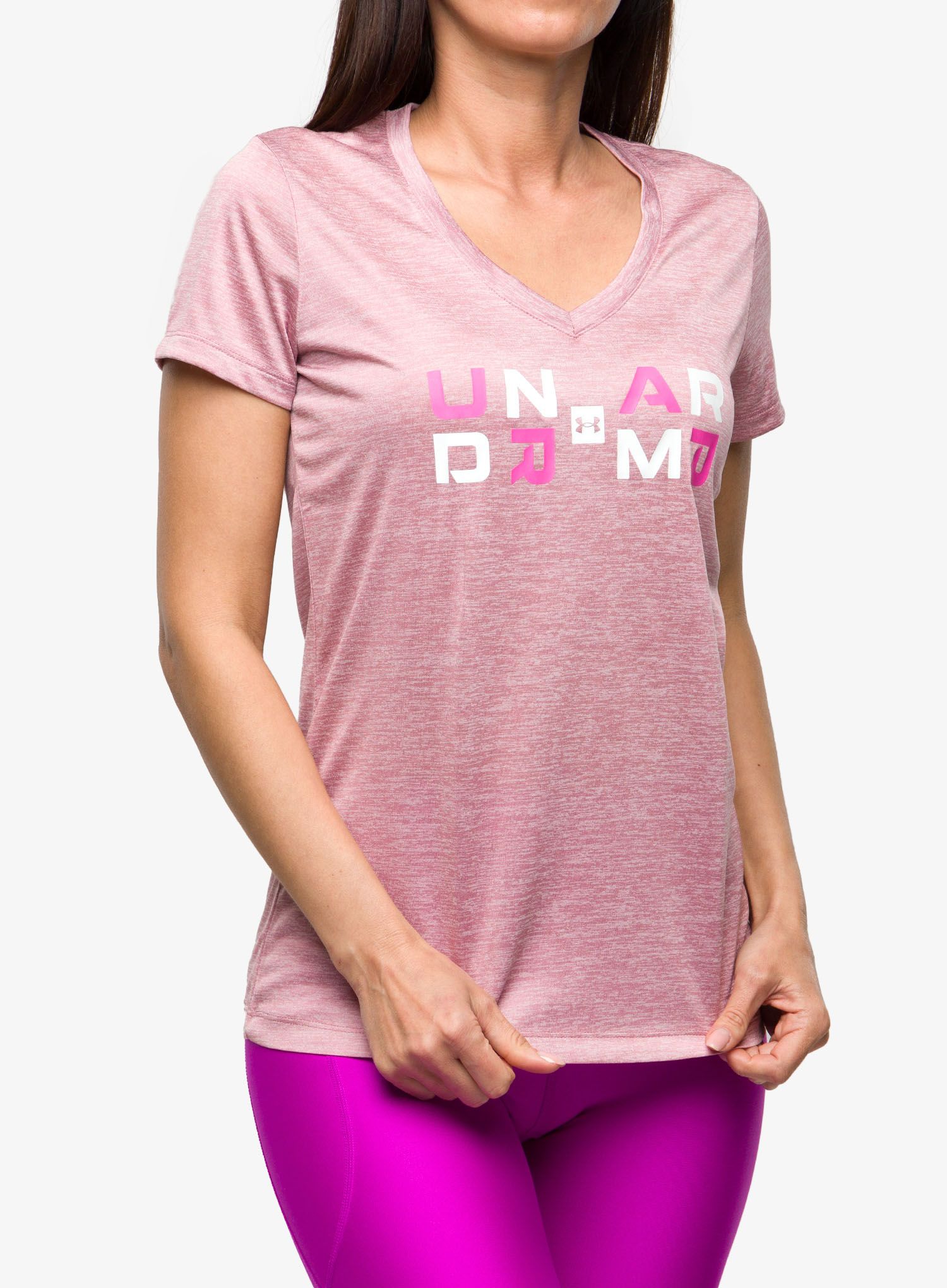 Ženska majica Under Armour Tech Twist Graphic SSV - pink elixir/pink sugar/rebel