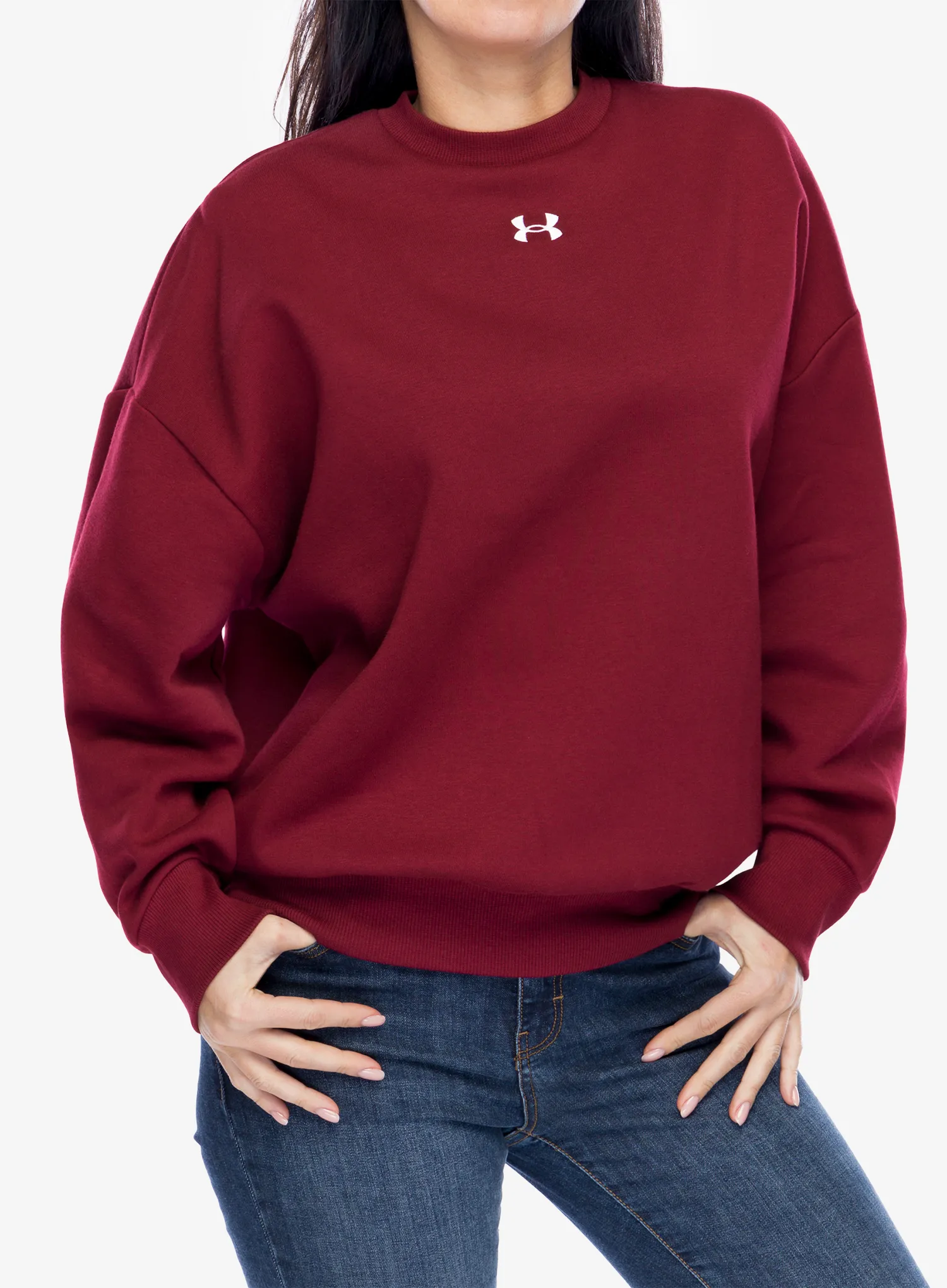 Ženska dukserica Under Armour UA Rival Fleece Oversized Crew - cardinal/white