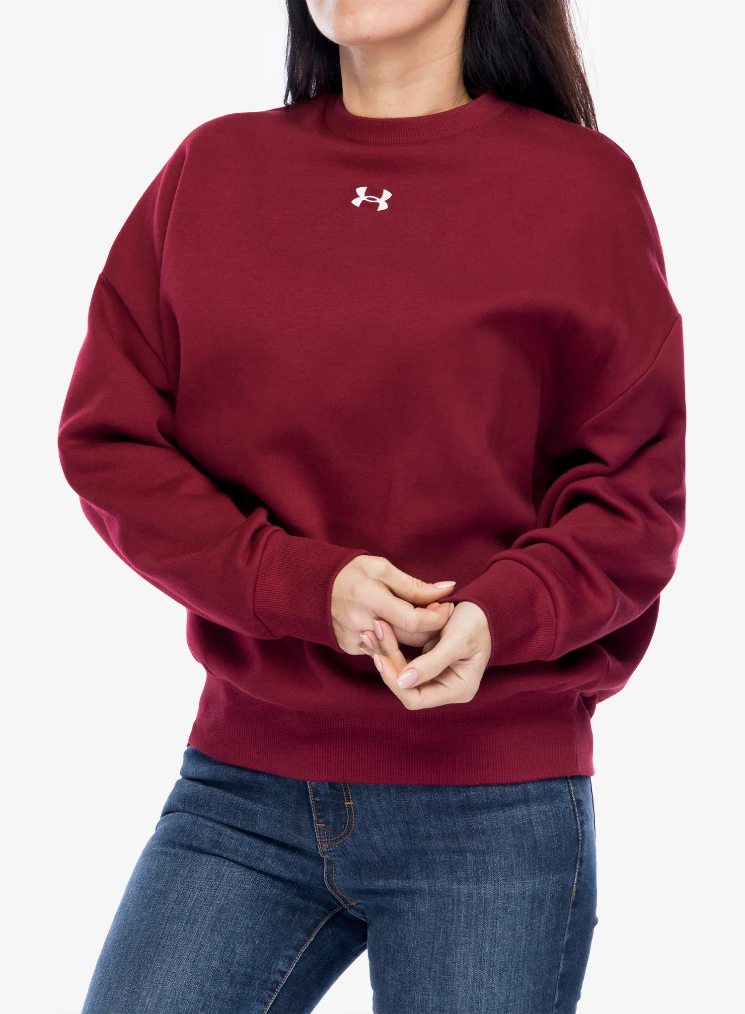 Ženska dukserica Under Armour UA Rival Fleece Oversized Crew - cardinal/white