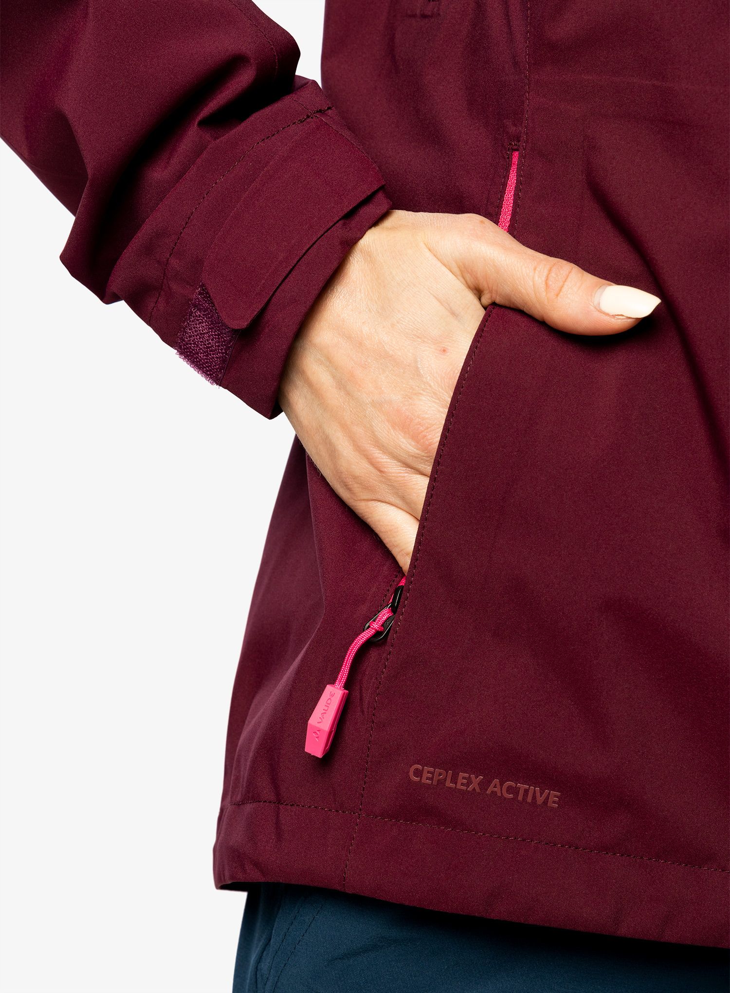 Ženska kišna jakna Vaude Moab Rain Jacket II - cassis