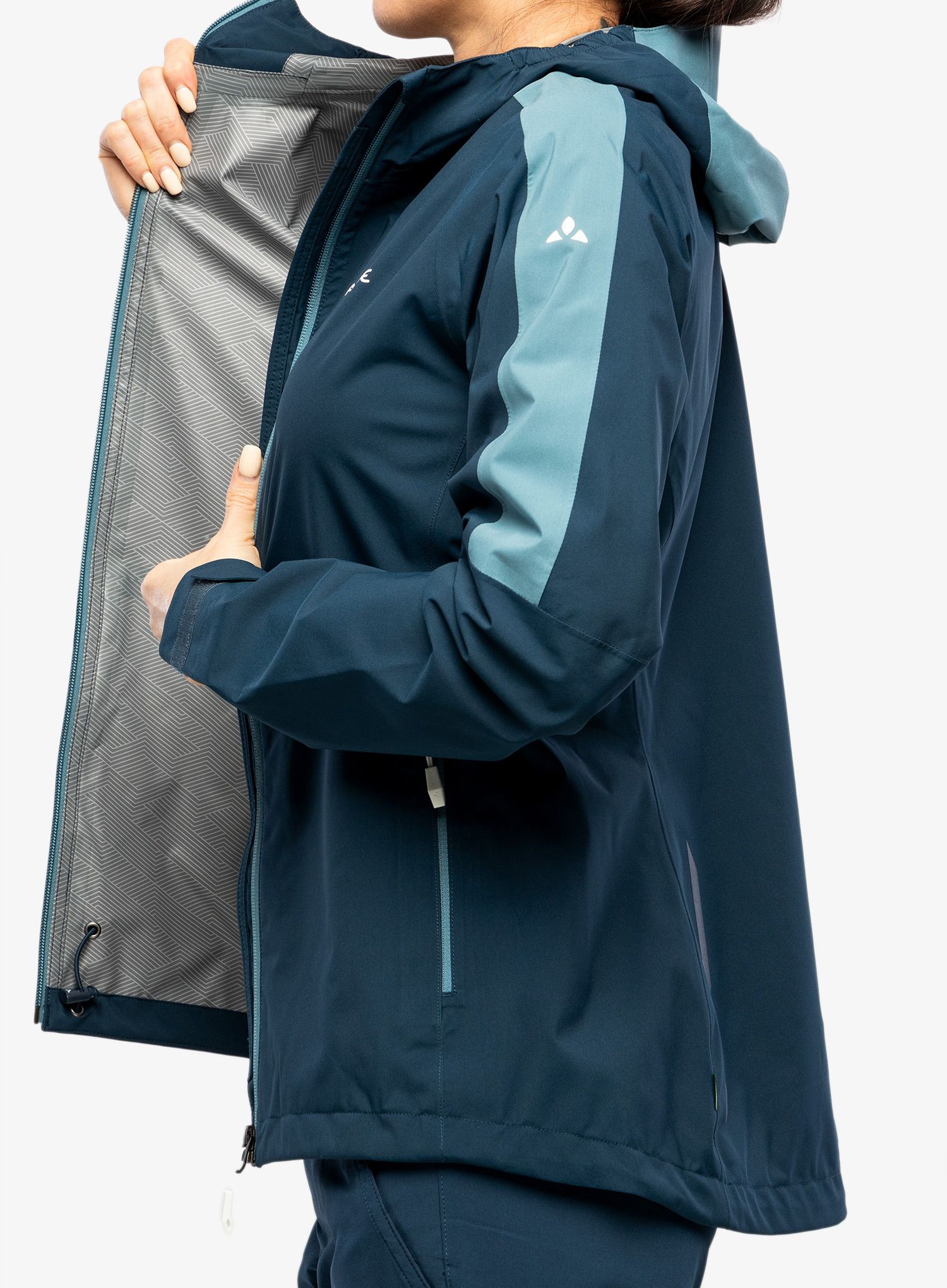 Ženska kišna jakna Vaude Moab Rain Jacket II - dark sea uni