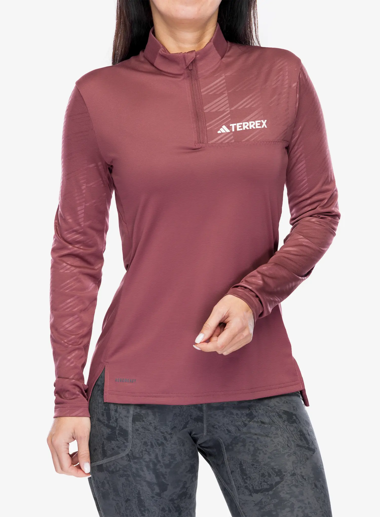 Ženska dukserica adidas TERREX Multi Half-Zip LS Tee - quiet crimson