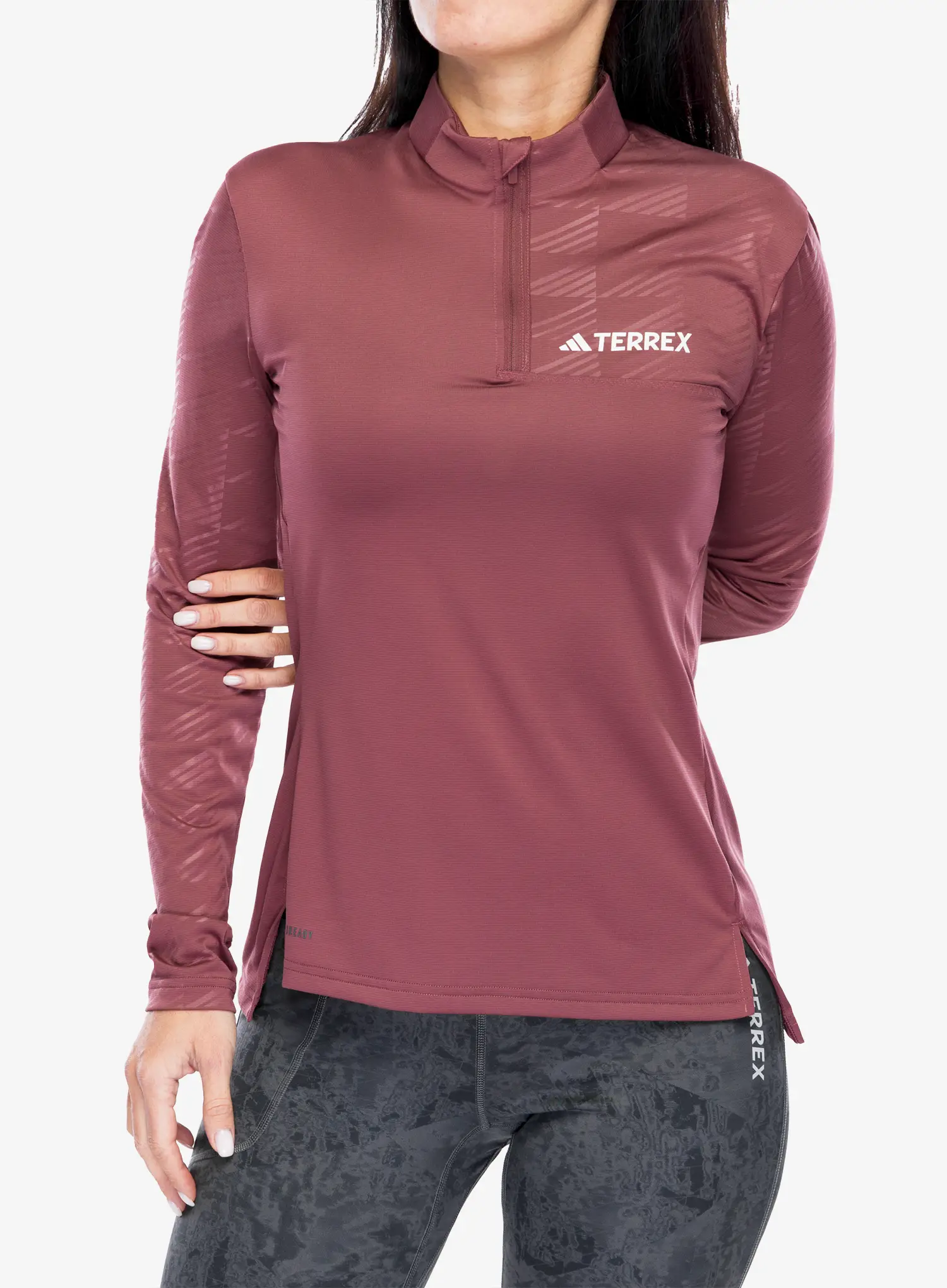 Ženska dukserica adidas TERREX Multi Half-Zip LS Tee - quiet crimson