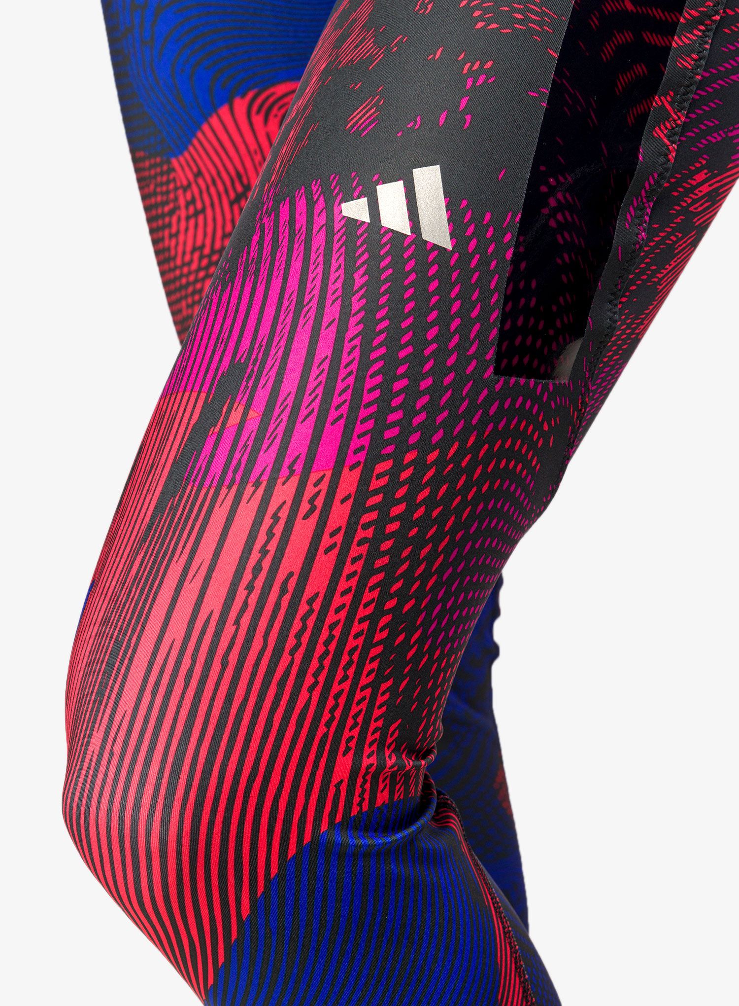 Ženske tajice za trčanje adidas Adizero All Over Print Tights - black/bright red