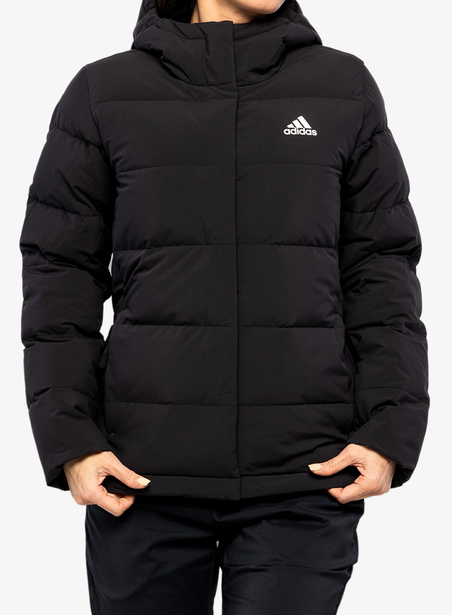 Ženska perjana jakna adidas Helionic Hooded Jacket - black