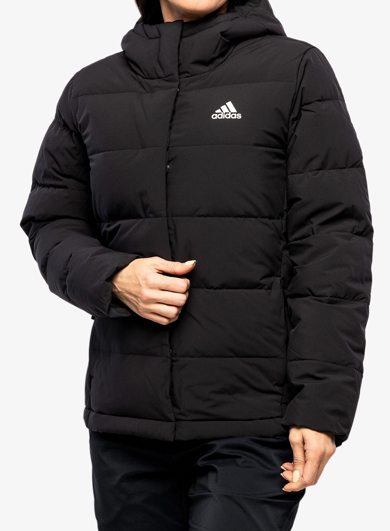 Ženska perjana jakna adidas Helionic Hooded Jacket - black