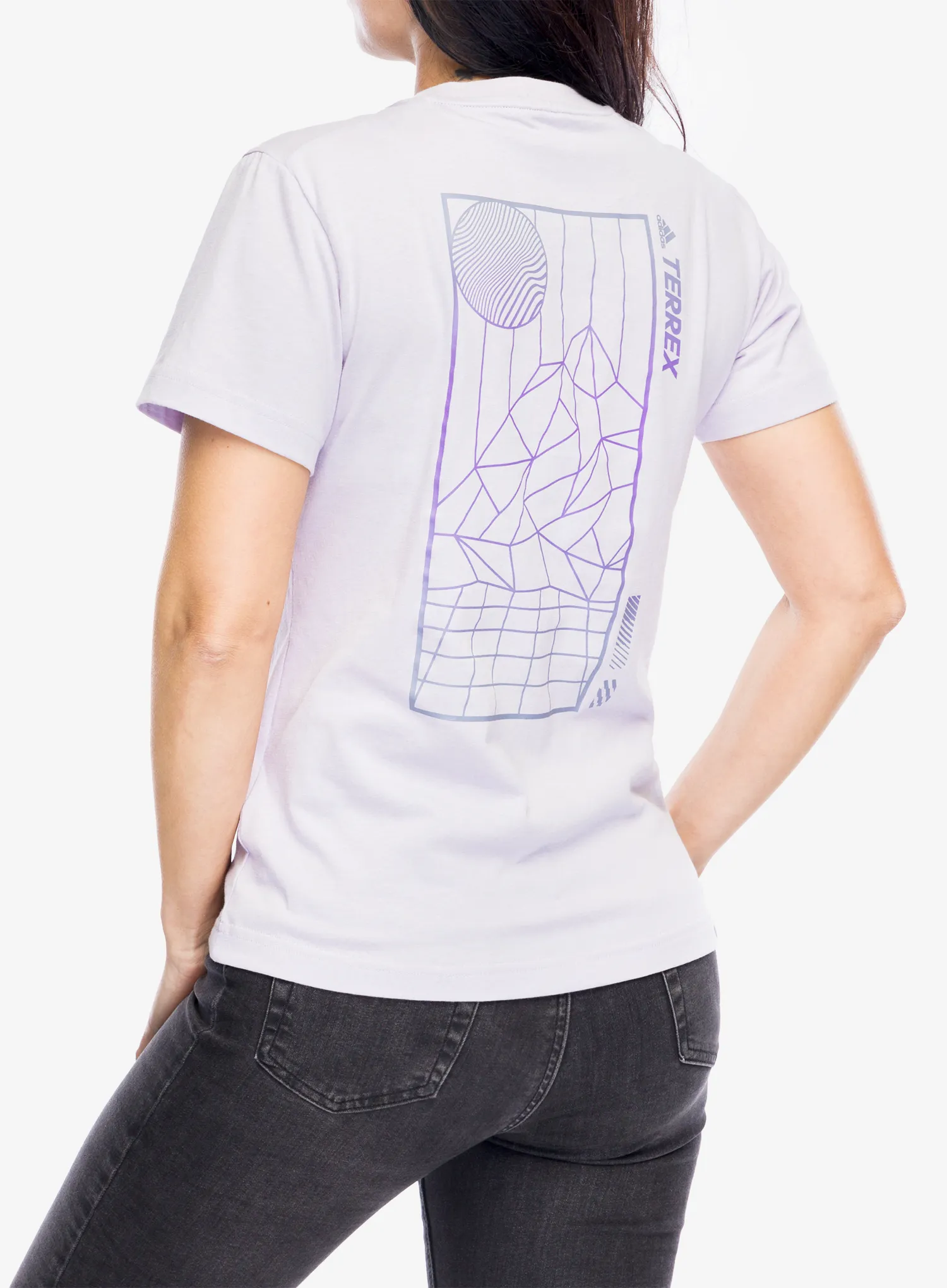 Ženska pamučna majica adidas TERREX Mountain Fun Graphic Tee - silver dawn