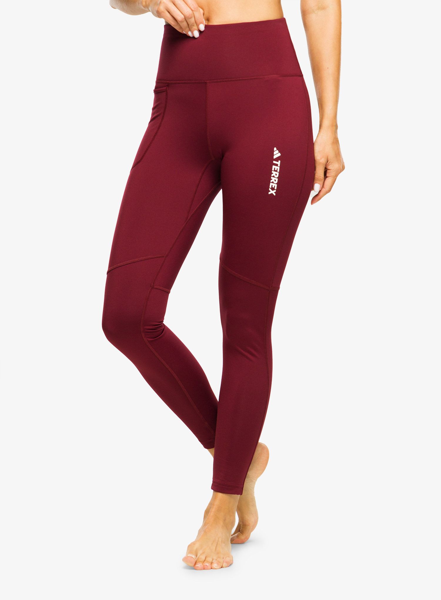 Ženske tajice adidas TERREX Multi Brushed Tights - shadow red