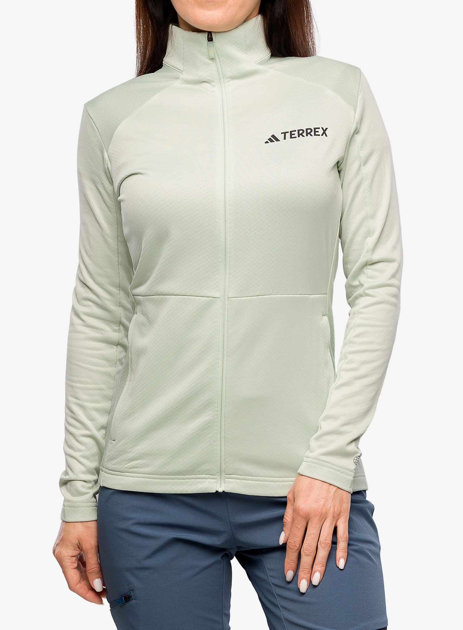 Ženska dukserica od flisa adidas TERREX Multi Full Zip Fleece Jacket - linen green