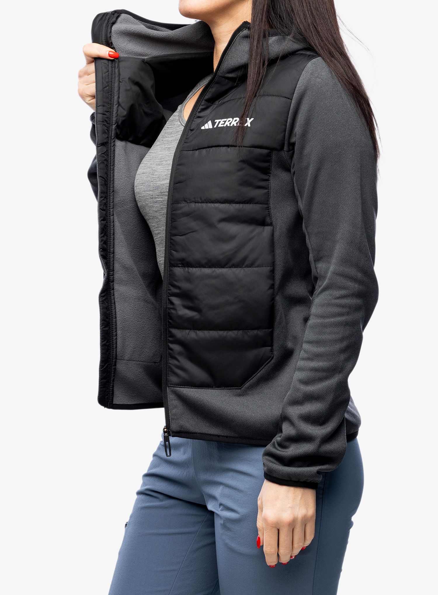 Ženska hibridna jakna adidas TERREX Multi Hybrid Insulated Hooded Jacket - black