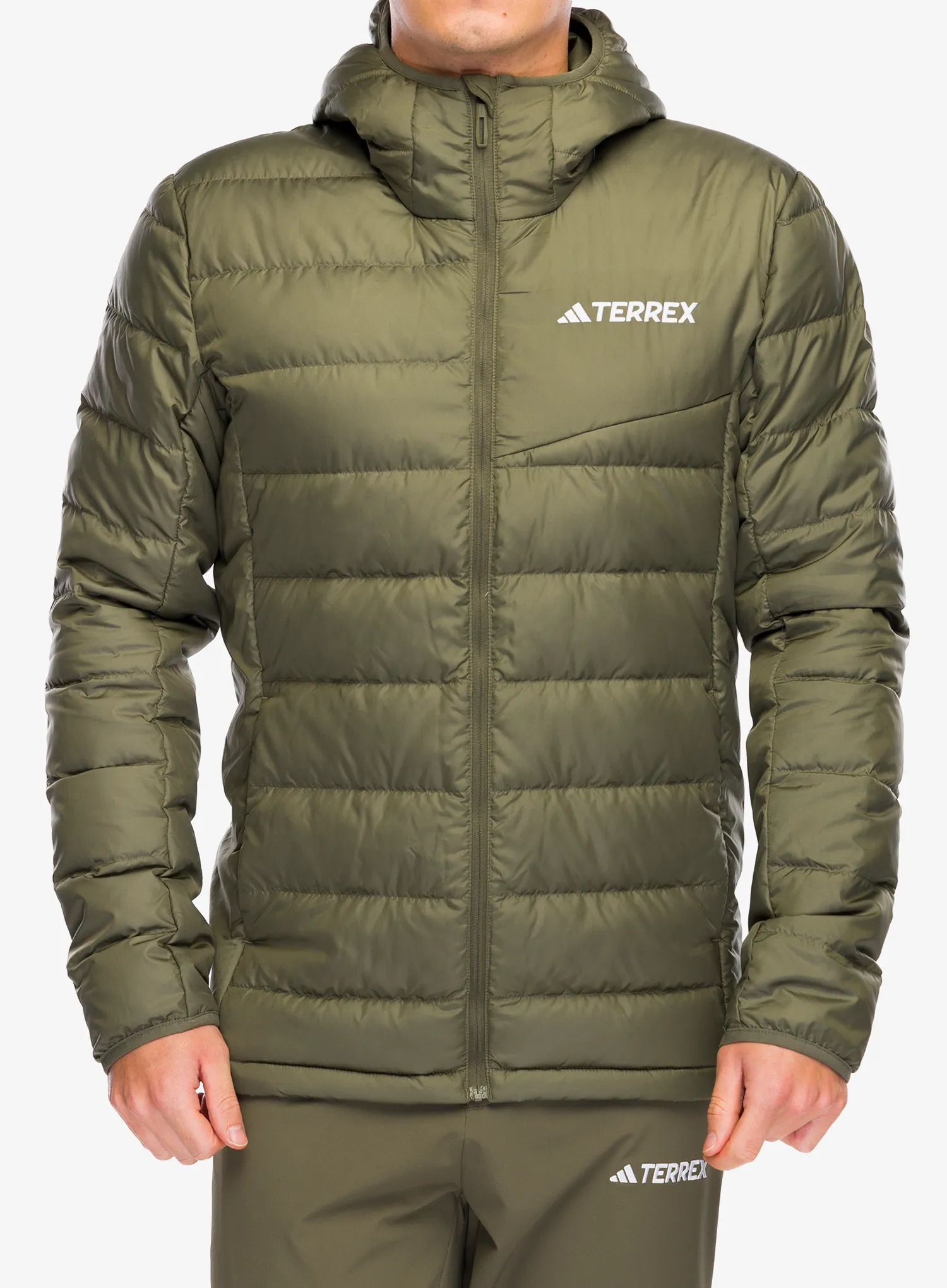 Pernata jakna adidas TERREX Multi Light Down Hooded Jacket - olive strata