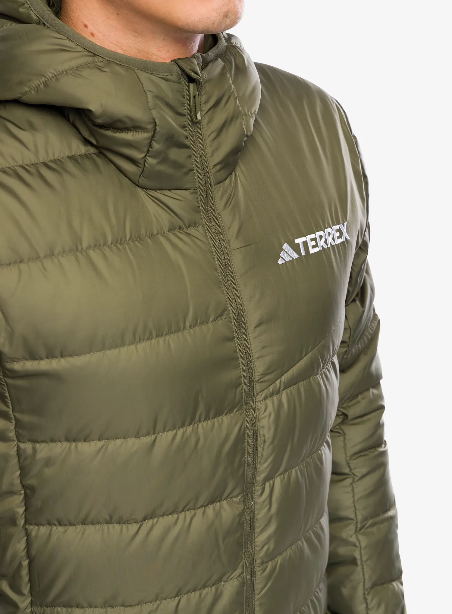Pernata jakna adidas TERREX Multi Light Down Hooded Jacket - olive strata