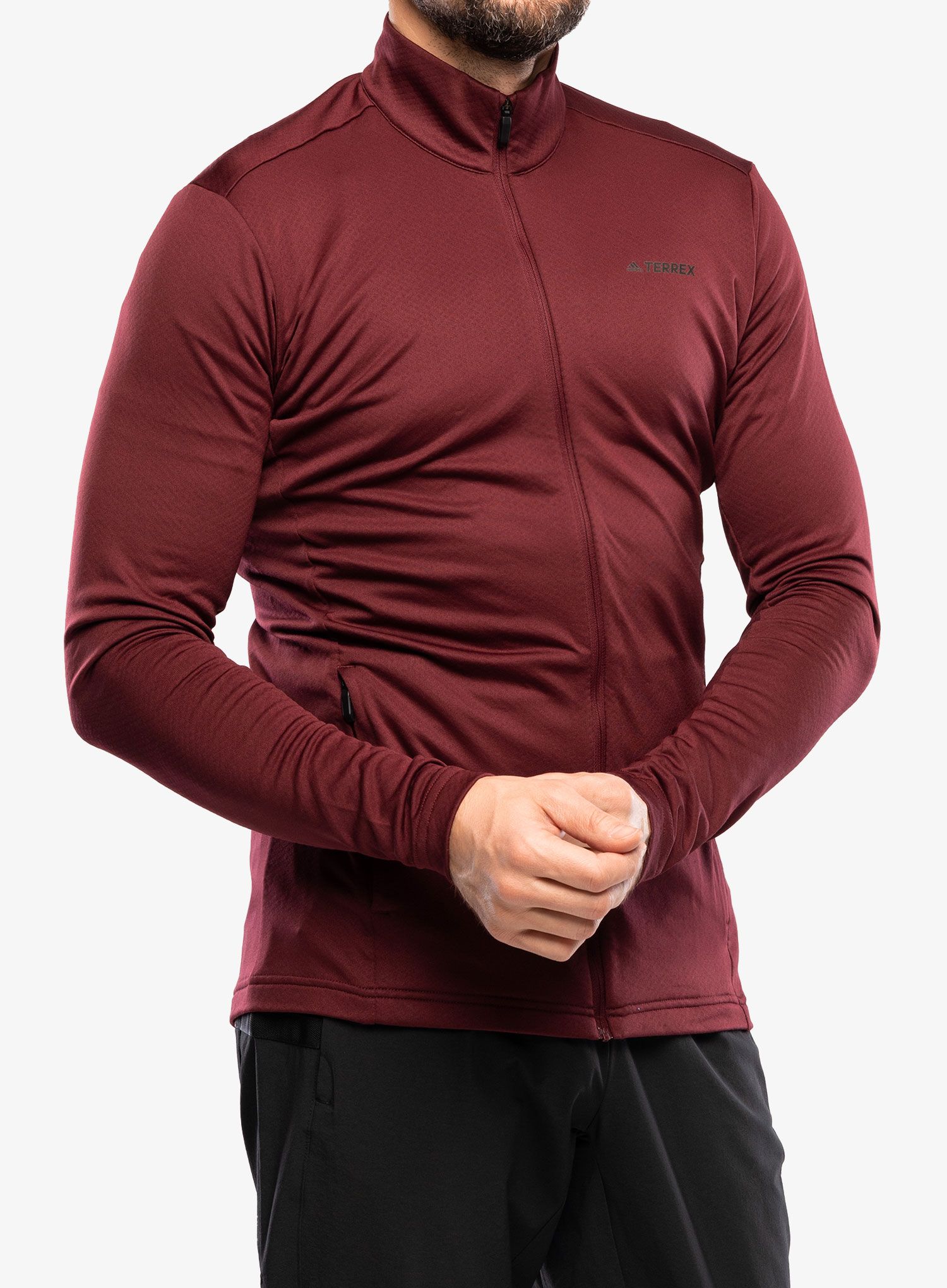 Dukserica od flisa adidas TERREX Multi Primegreen Full-Zip Fleece Jkt - shadow red