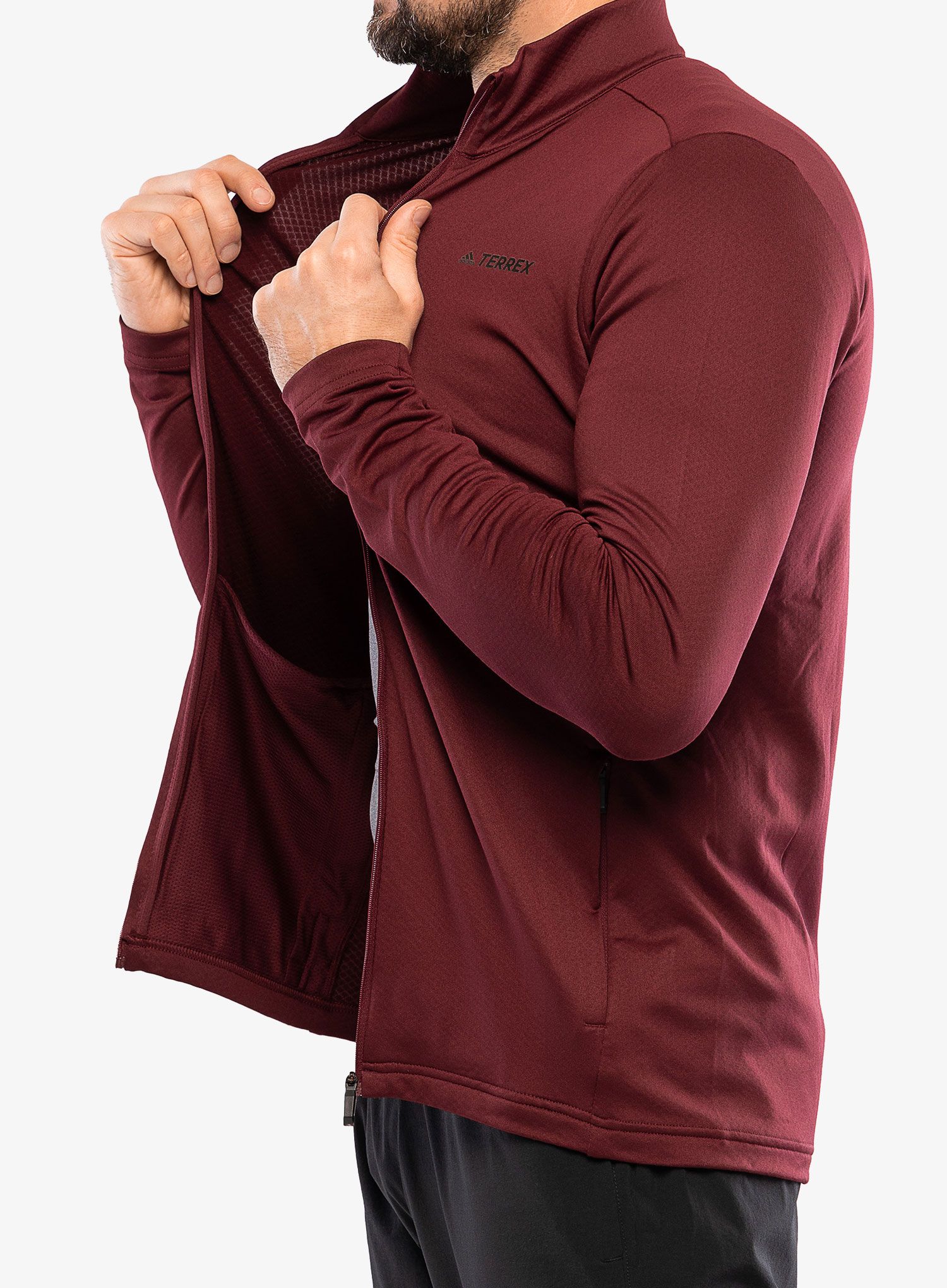 Dukserica od flisa adidas TERREX Multi Primegreen Full-Zip Fleece Jkt - shadow red