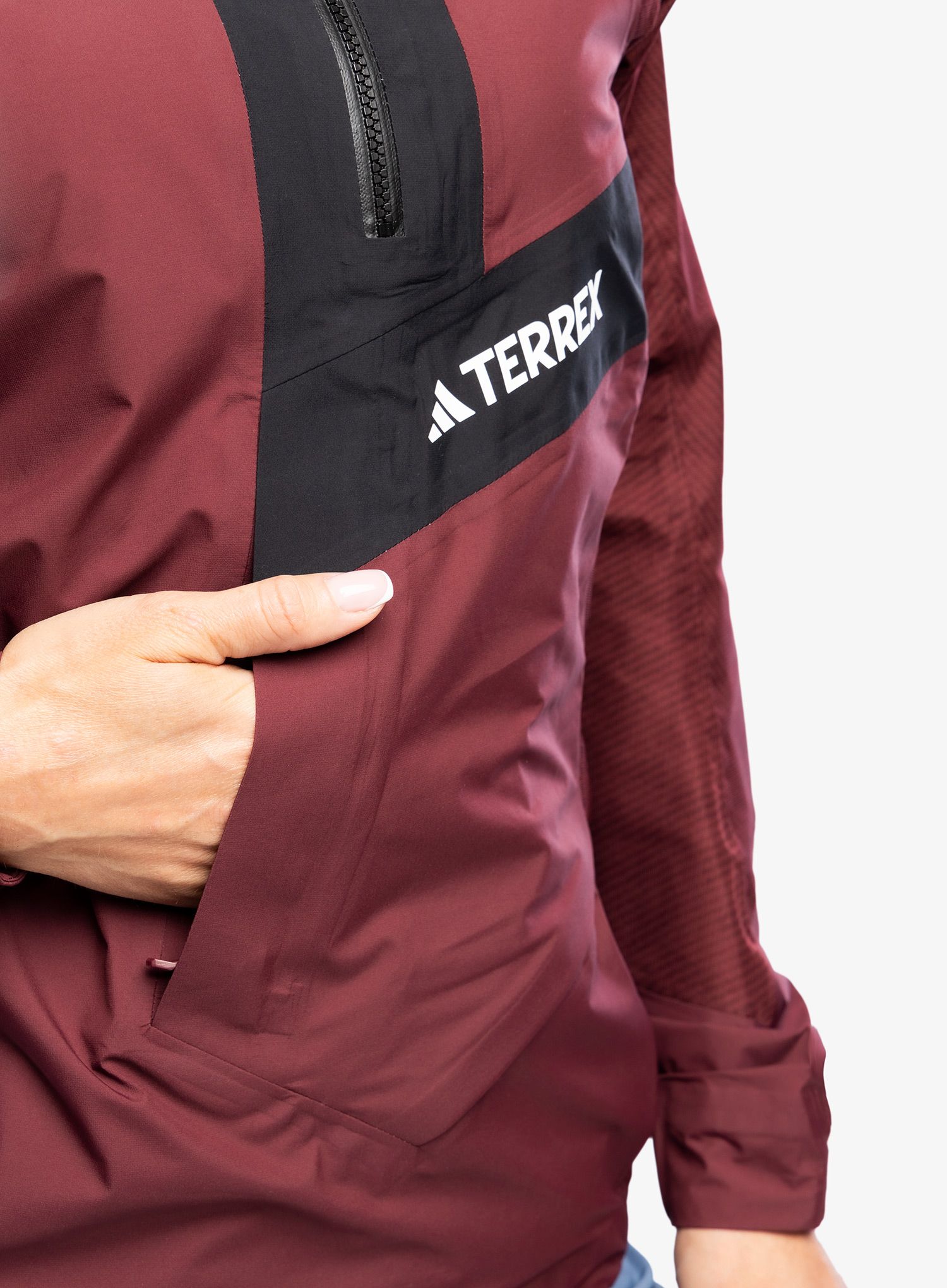 Ženska kišna jakna adidas TERREX Techrock Primeknit RAIN.RDY Anorak - shadow red