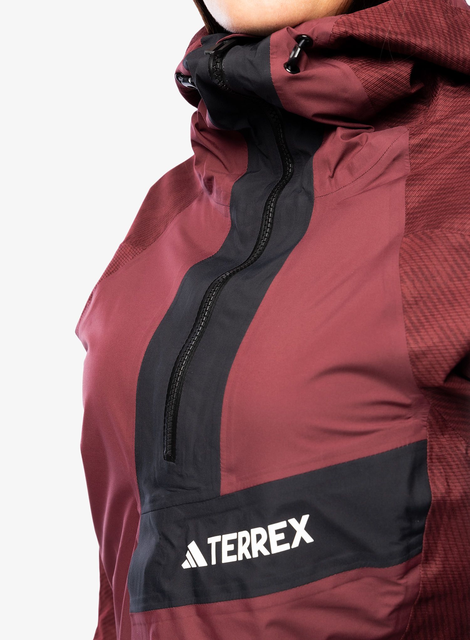 Ženska kišna jakna adidas TERREX Techrock Primeknit RAIN.RDY Anorak - shadow red