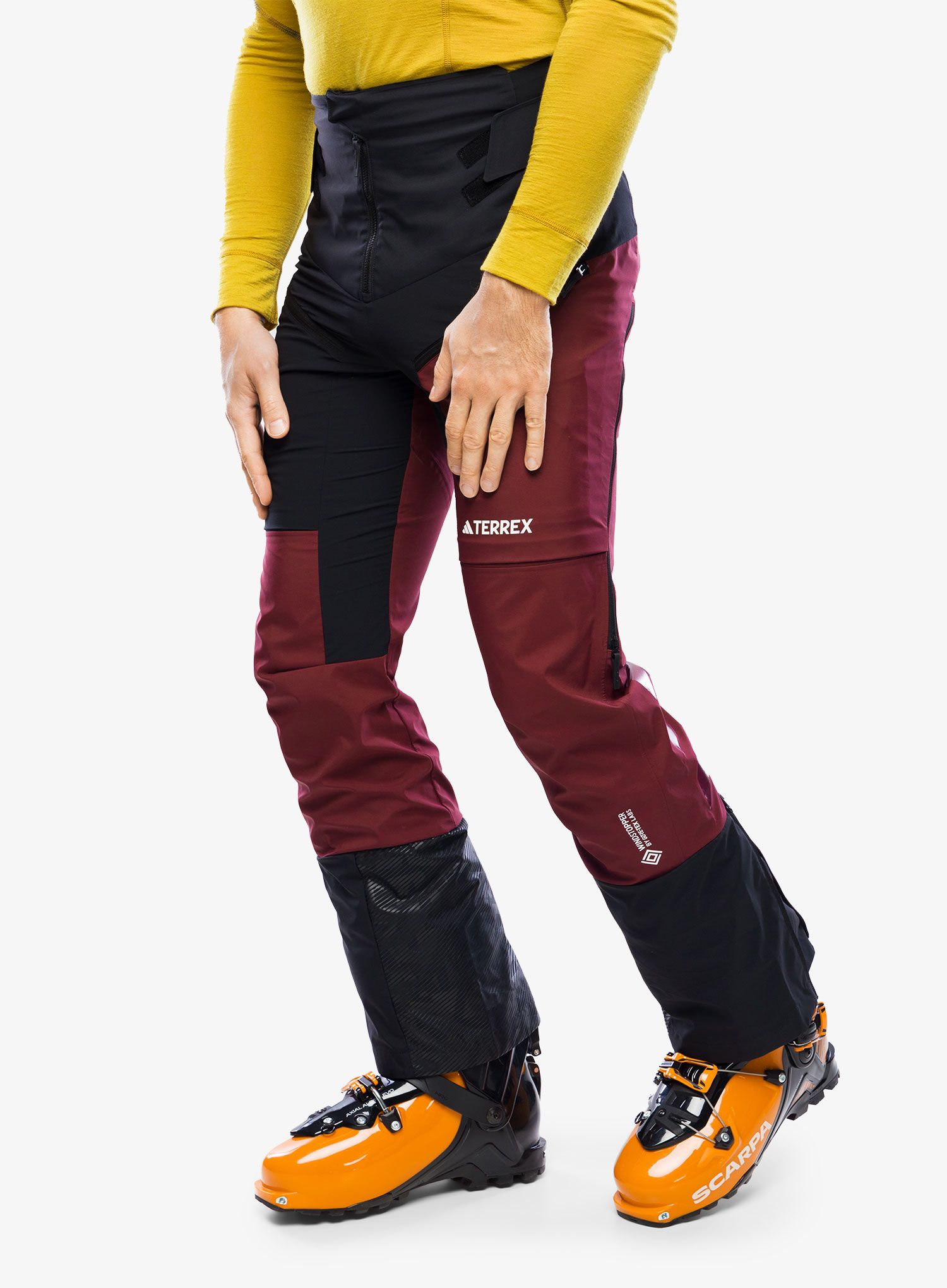 Hlače za turno skijanje adidas TERREX Techrock Tour Softshell Pants - black/shadow red