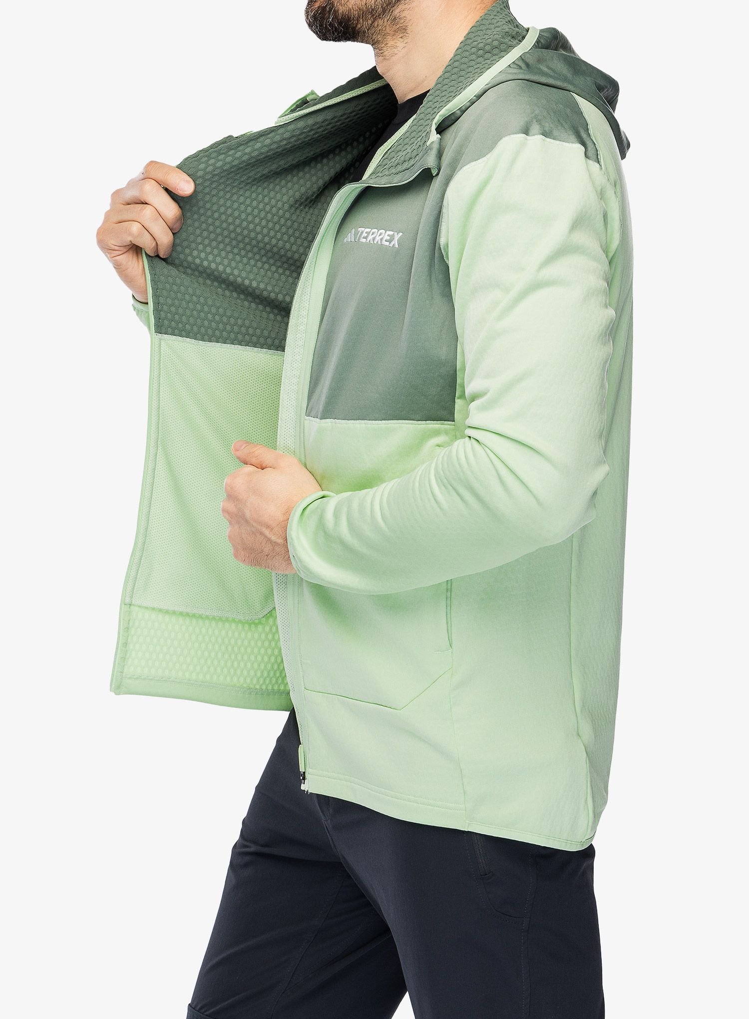 Trekking dukserica adidas TERREX Xperior Light Fleece Hooded Jacket - semi green spark/silver green