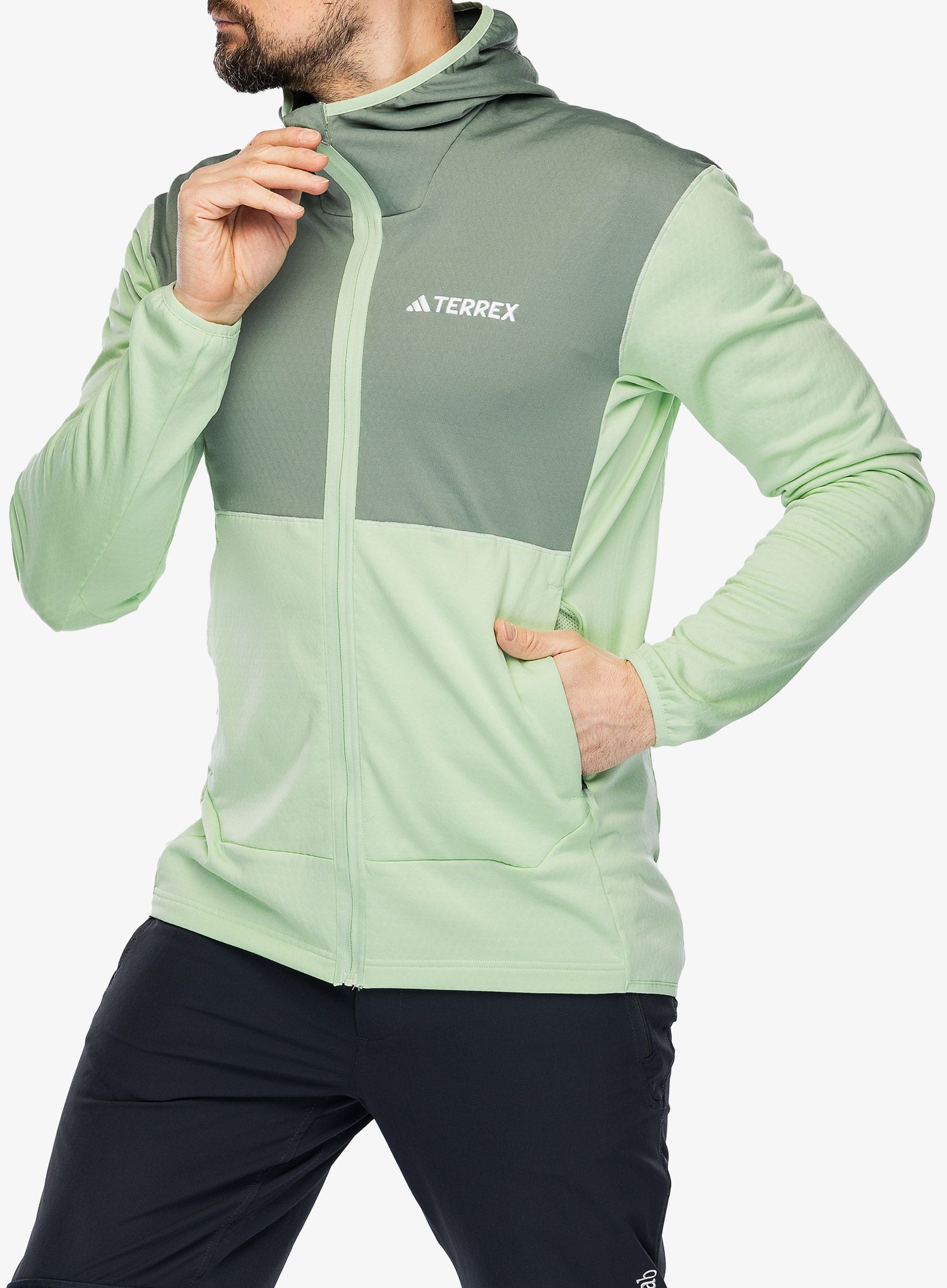 Trekking dukserica adidas TERREX Xperior Light Fleece Hooded Jacket - semi green spark/silver green