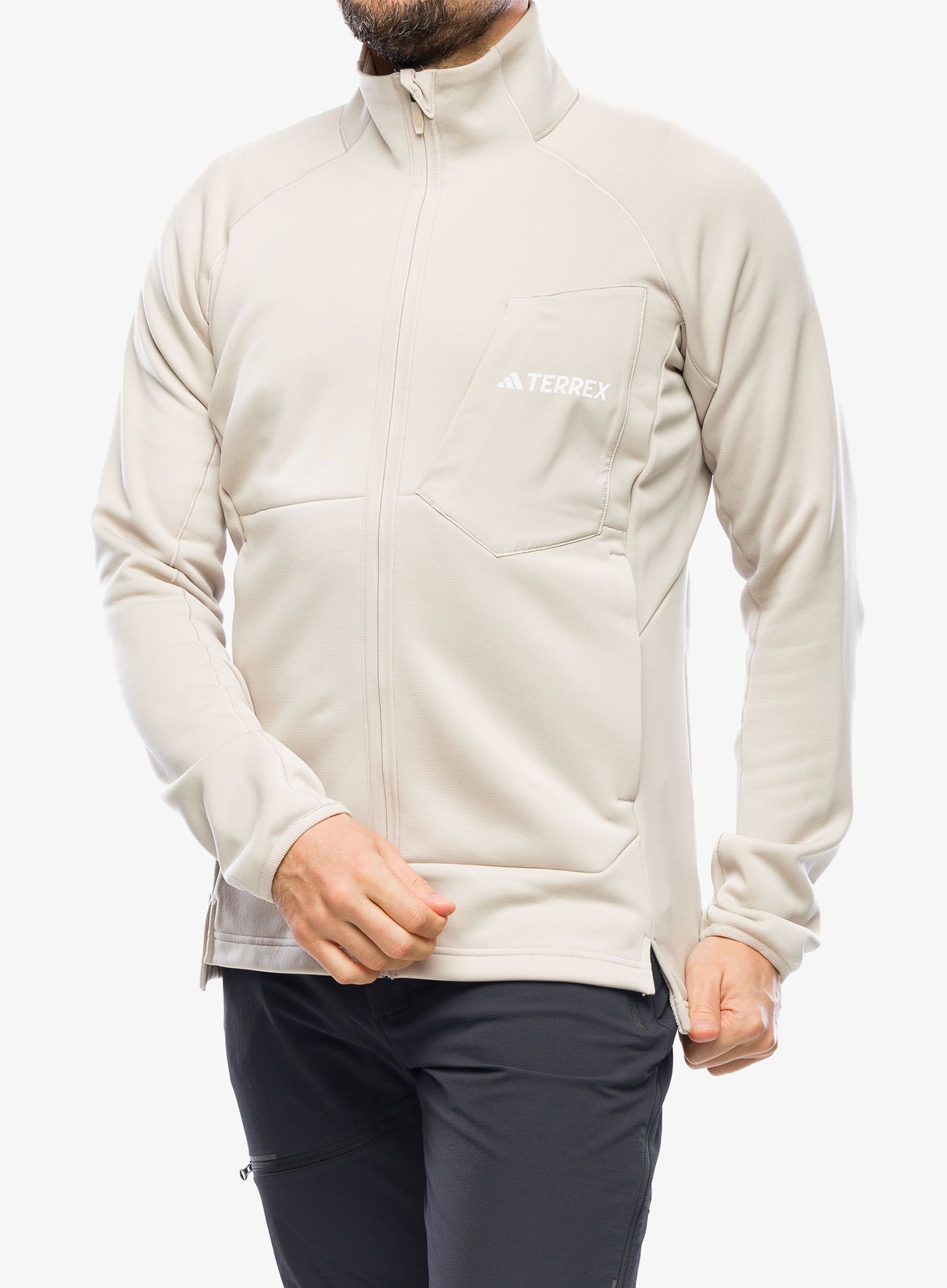 Dukserica od flisa adidas TERREX Xperior Medium Fleece Full Zip - wonder beige