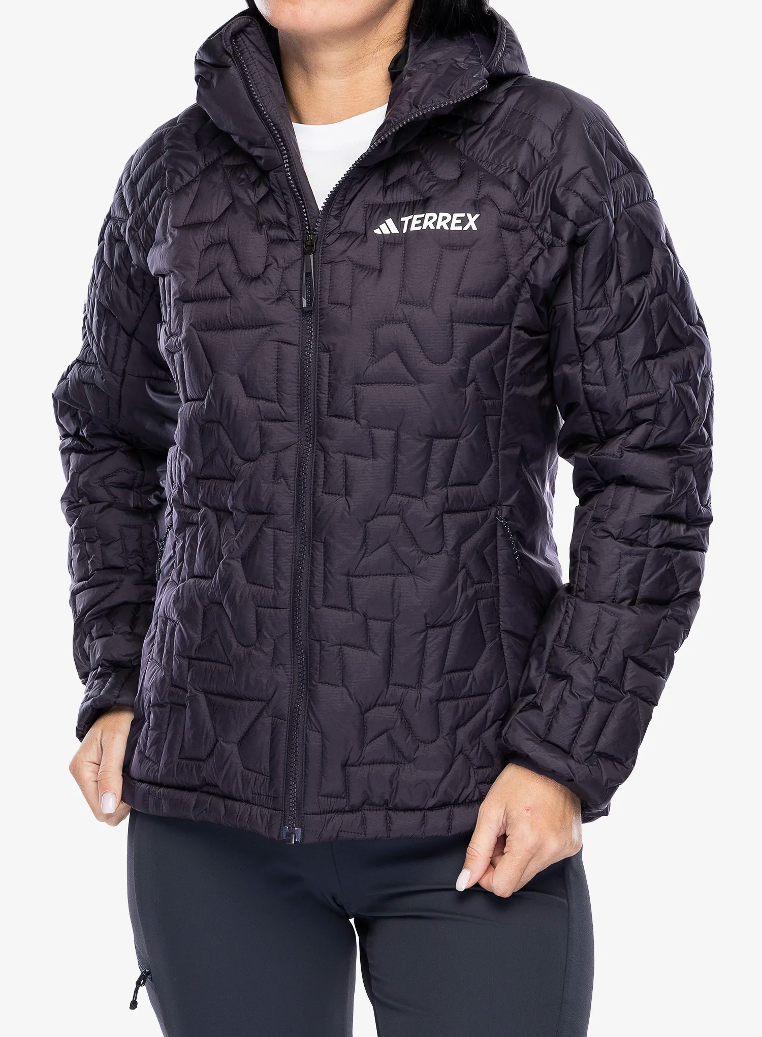 Jakna s postavom ženska adidas TERREX Xperior PrimaLoft Loose Fill Insulated Hooded Jkt - aurora black