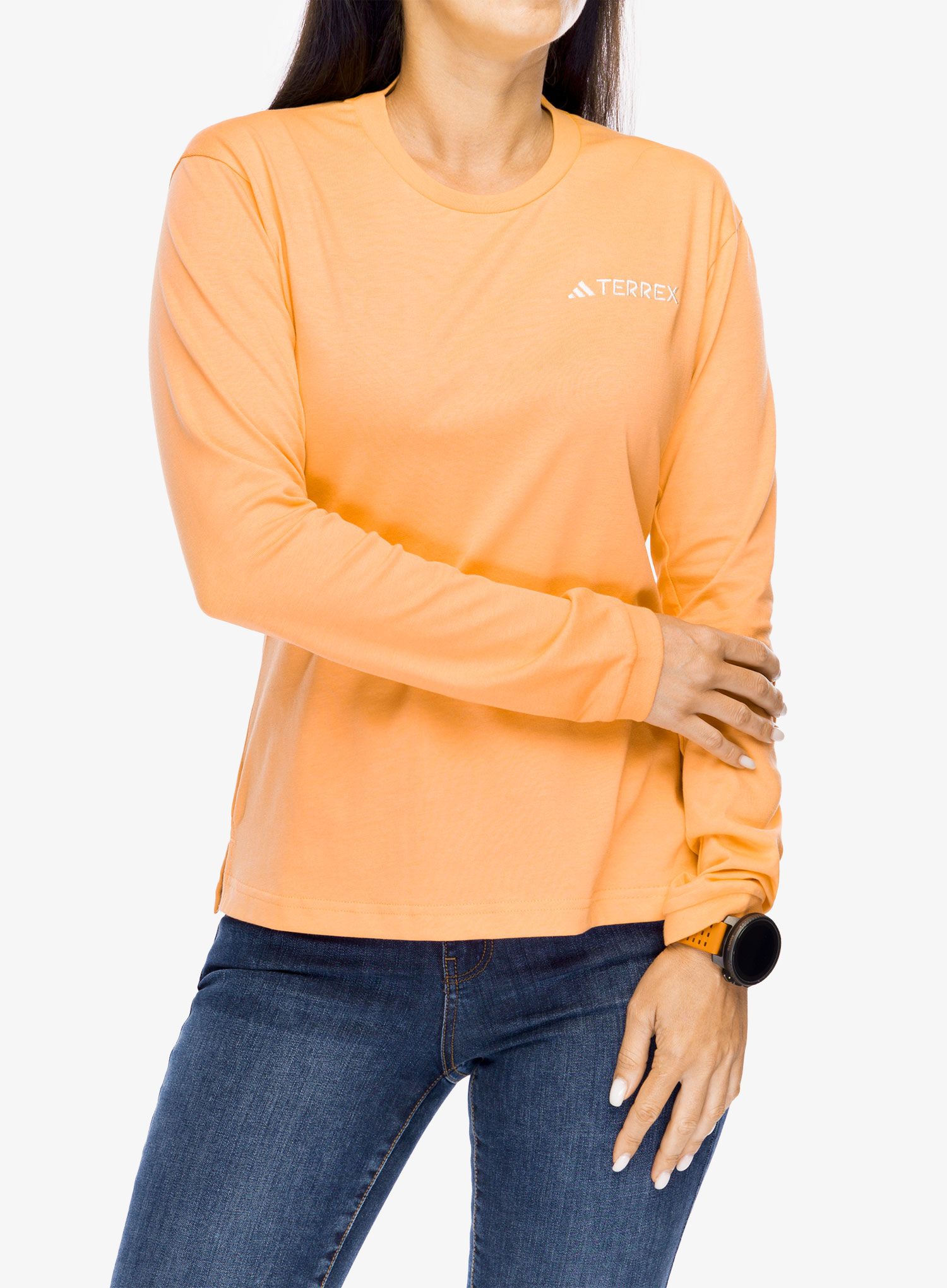 Ženski longsleeve adidas TERREX Xploric Logo LS Tee - amber tint