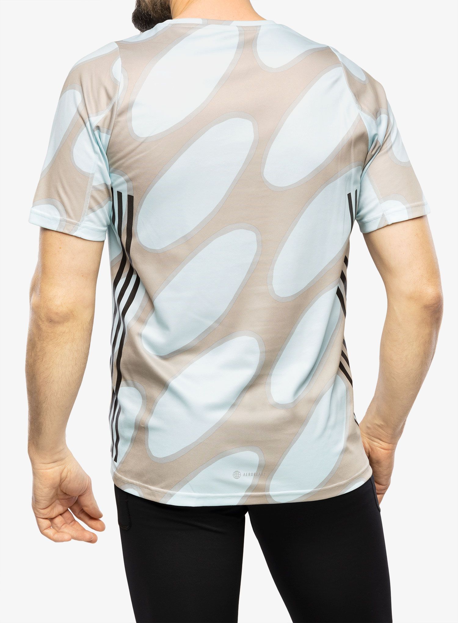 Majica adidas x Marimekko Run Icons 3-Stripes T-Shirt - ice blue/brown/blue