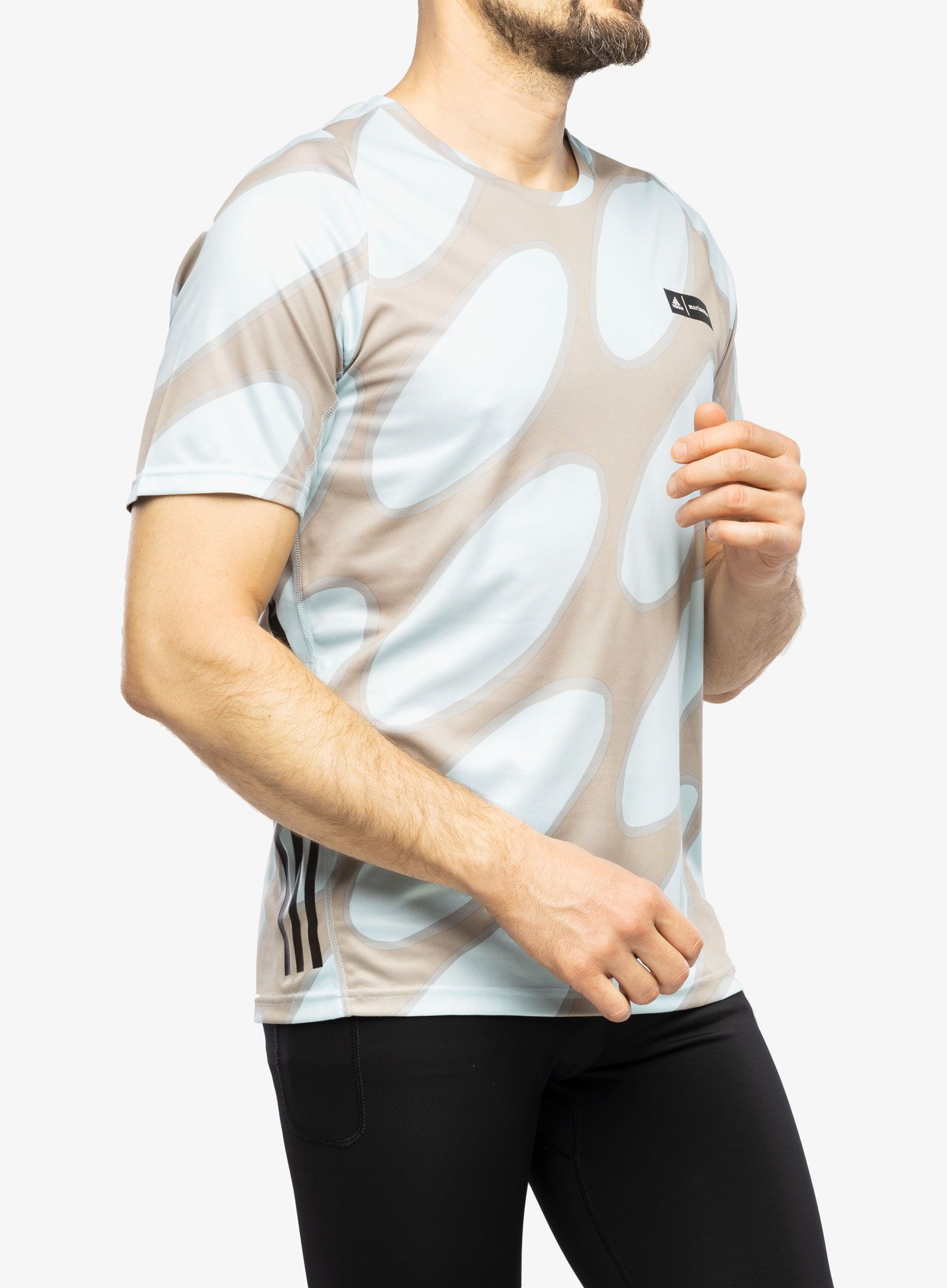 Majica adidas x Marimekko Run Icons 3-Stripes T-Shirt - ice blue/brown/blue