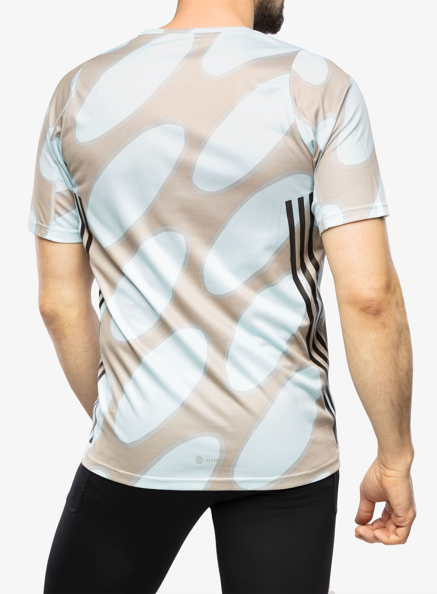 Majica adidas x Marimekko Run Icons 3-Stripes T-Shirt - ice blue/brown/blue