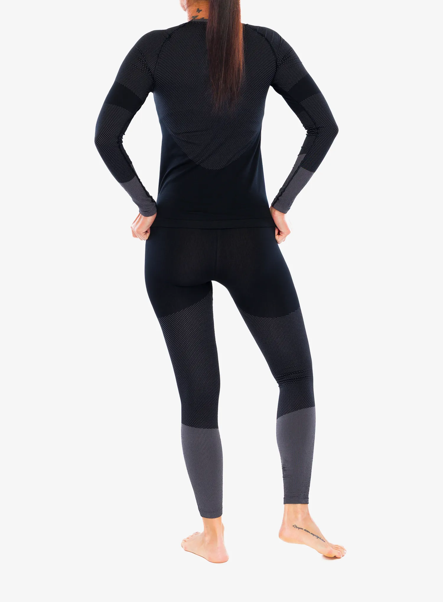 Žensko termalno rublje Odlo Fundamentals Performance Warm Set Long - black
