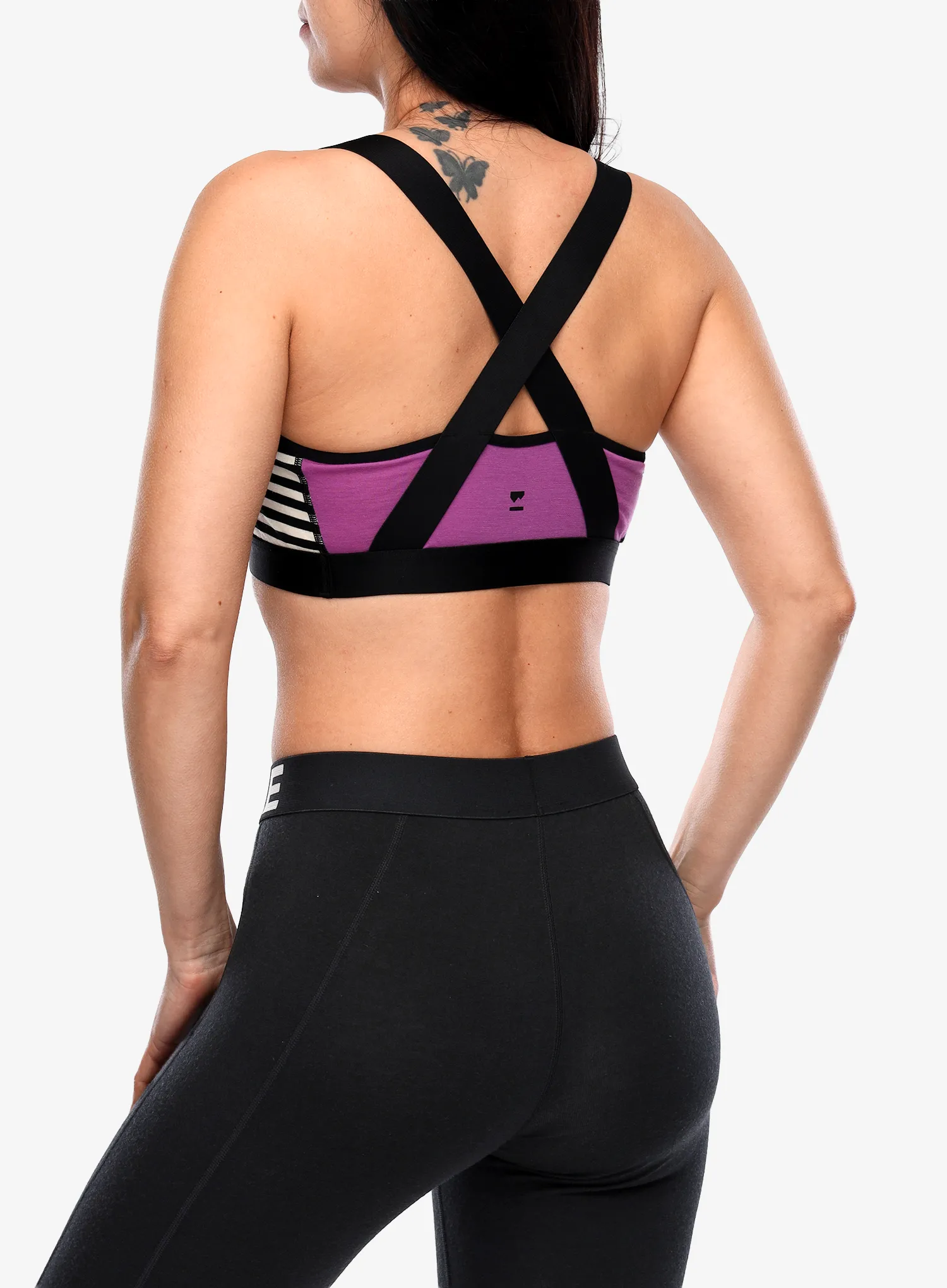 Sportski grudnjak Mons Royale Stella Merino X-Back Bra - purple bolt/mr stripe