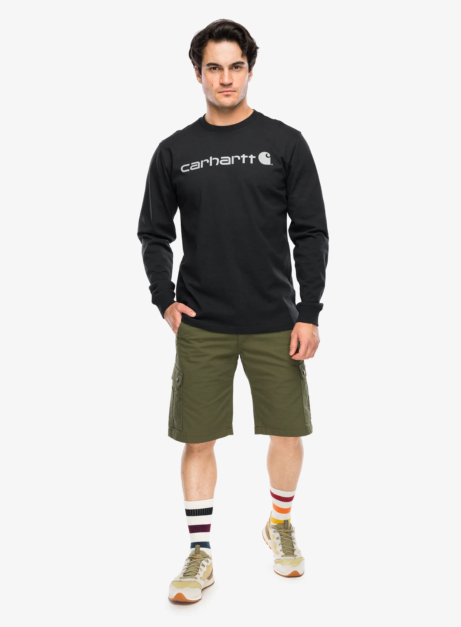 Dukserica Carhartt Dearborn Relaxed LS Logo T-Shirt - black/gray