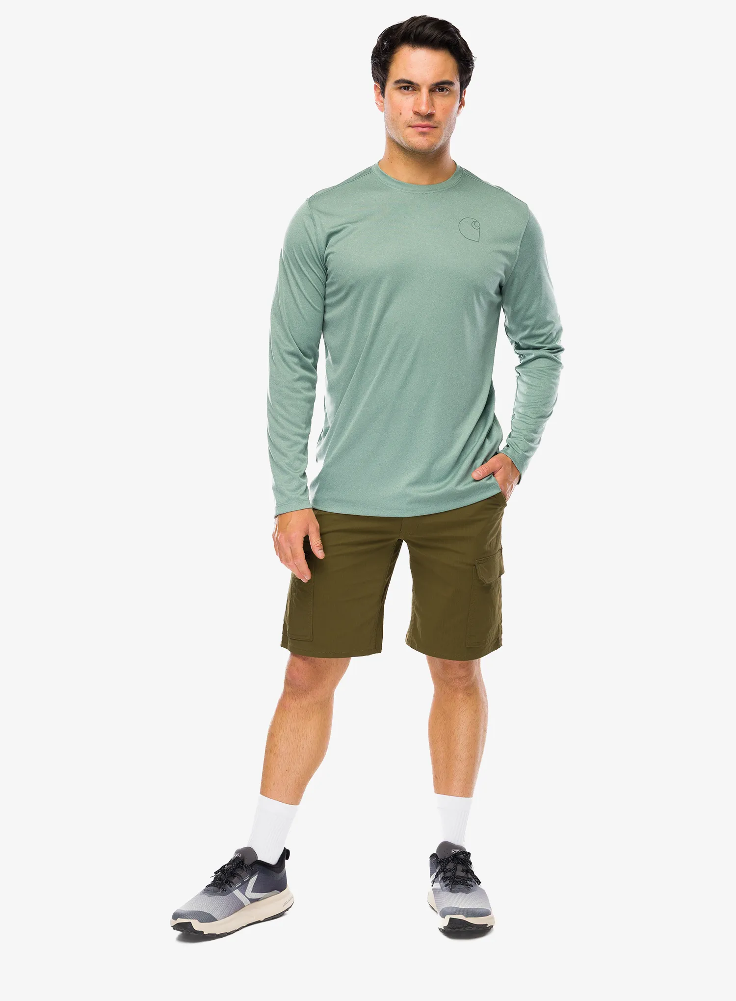 Dukserica Carhartt Force Sun Defender Relaxed LS Logo T-Shirt - green slate heather