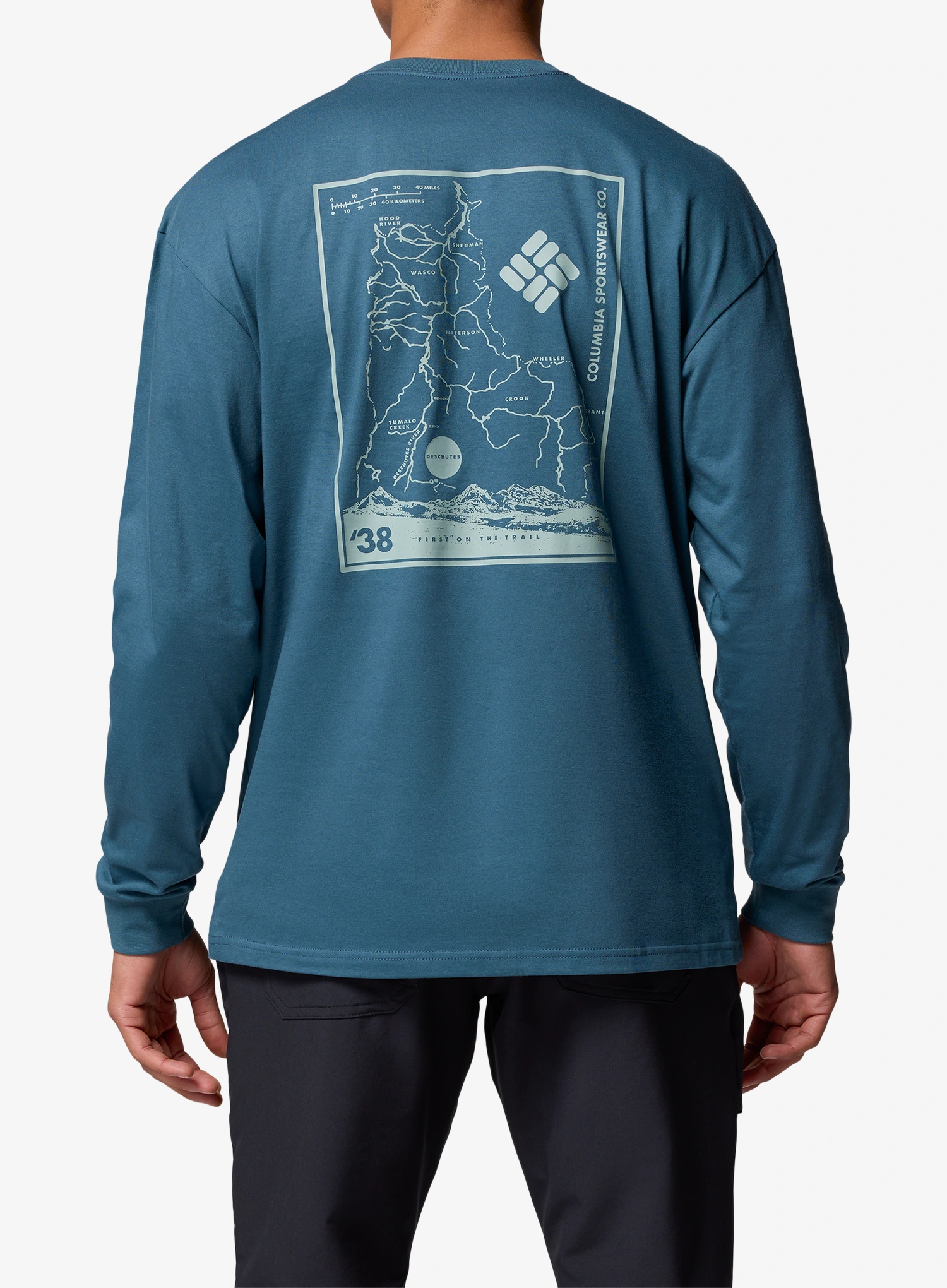 Dukserica Columbia Black Butte LS Graphic Tee - everblue/trailmap