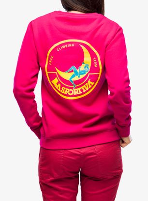 Ženska dukserica bez kapuljače La Sportiva Climbing on the Moon Sweatshirt - fucsia/giallo